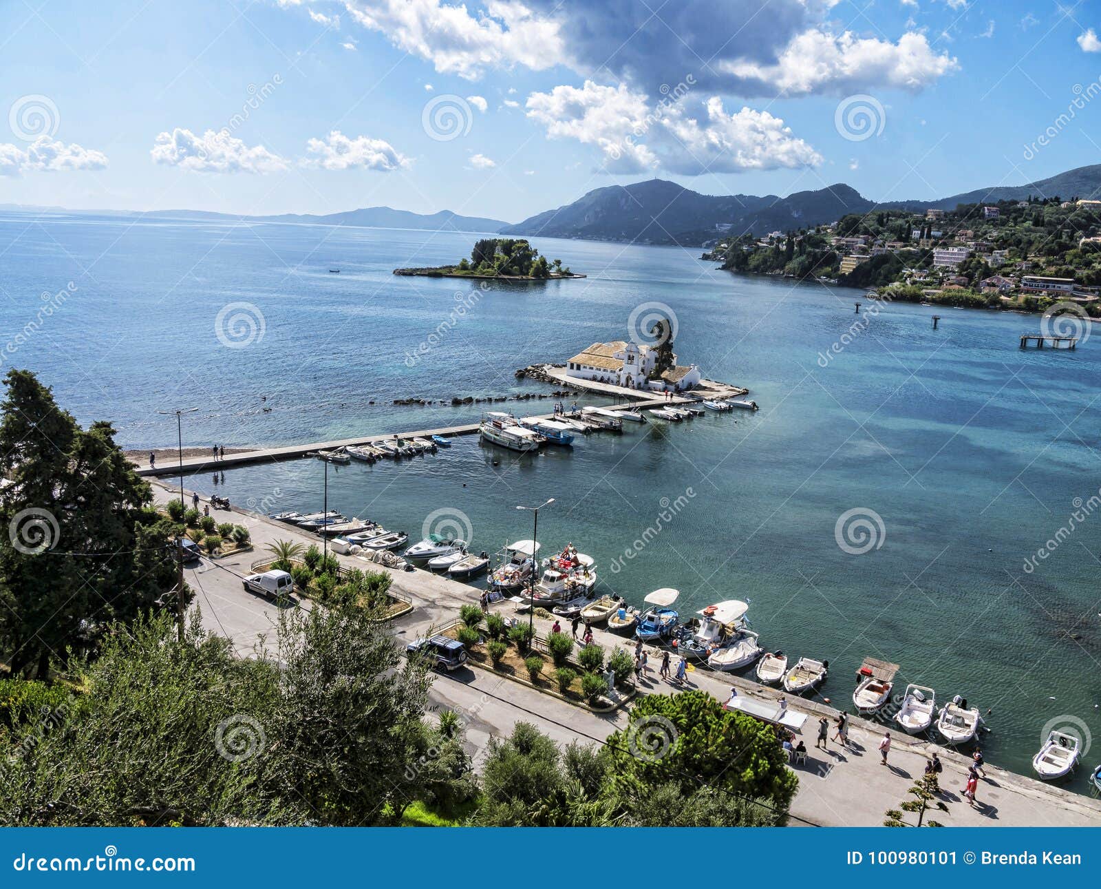 Kanoni, the Church of Panagia Vlacherna and the Mouse Island in the ...