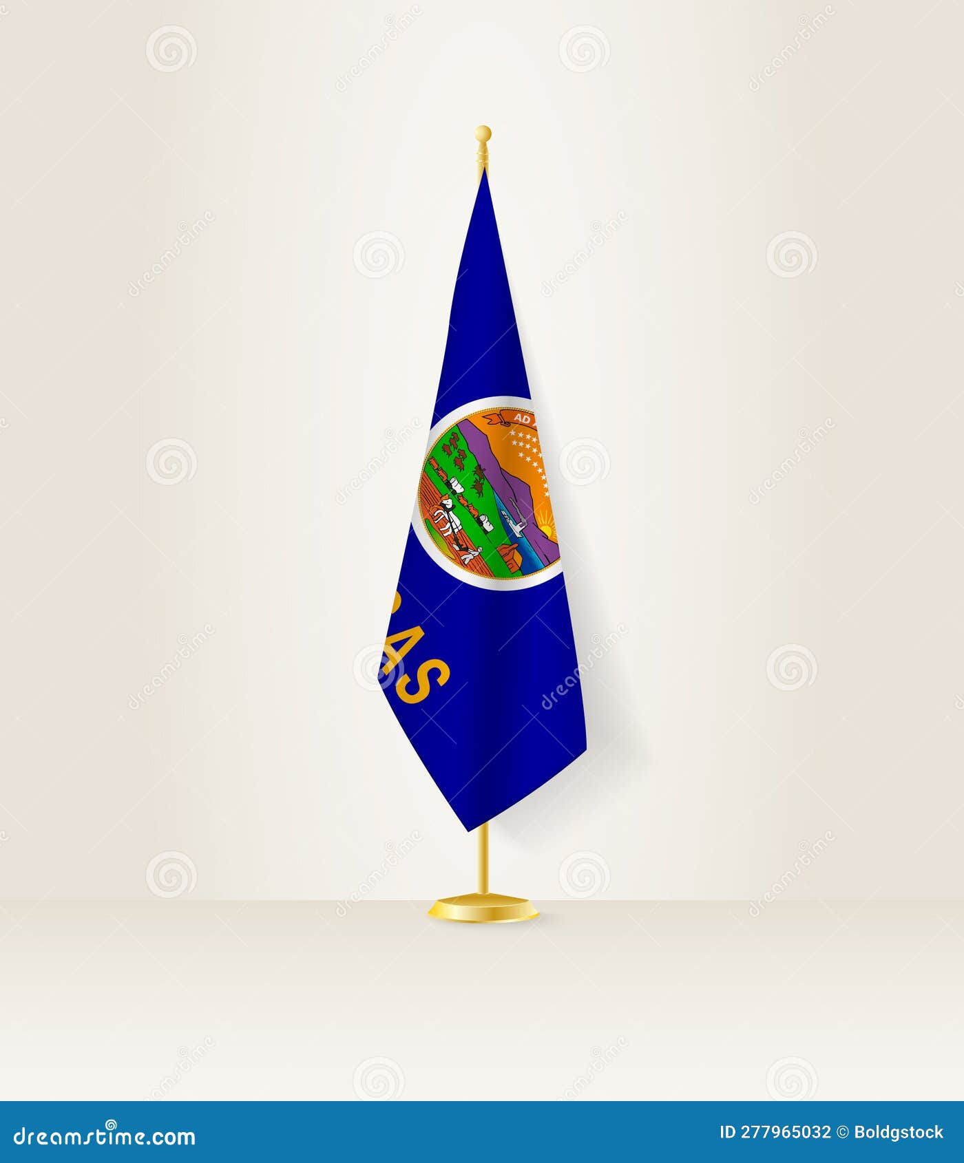 Kansas Flag on a Flag Stand Stock Vector Illustration of symbol, freedom 277965032