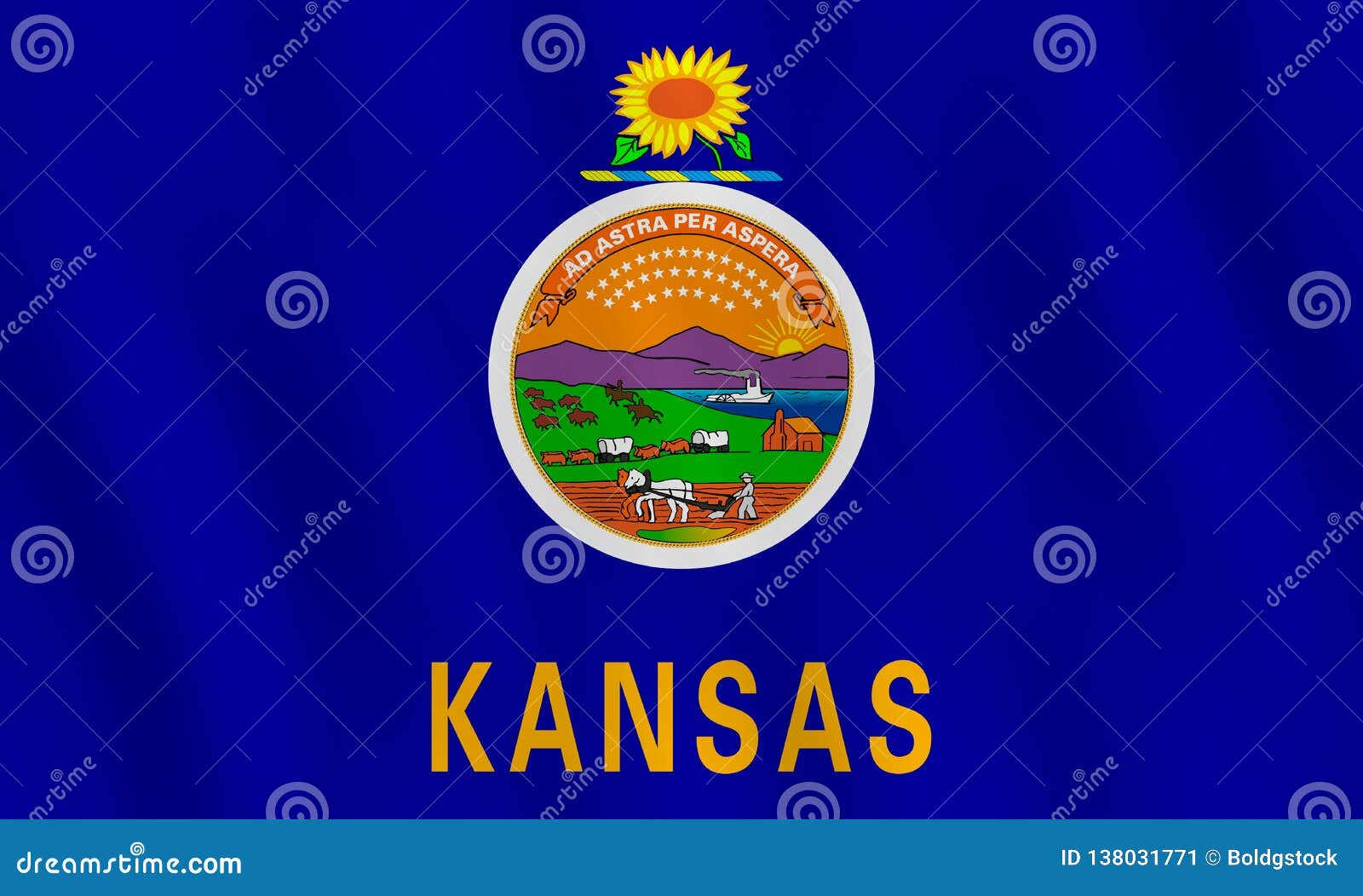 Kansas Set Of Usa Official State Symbols Vector Illustration