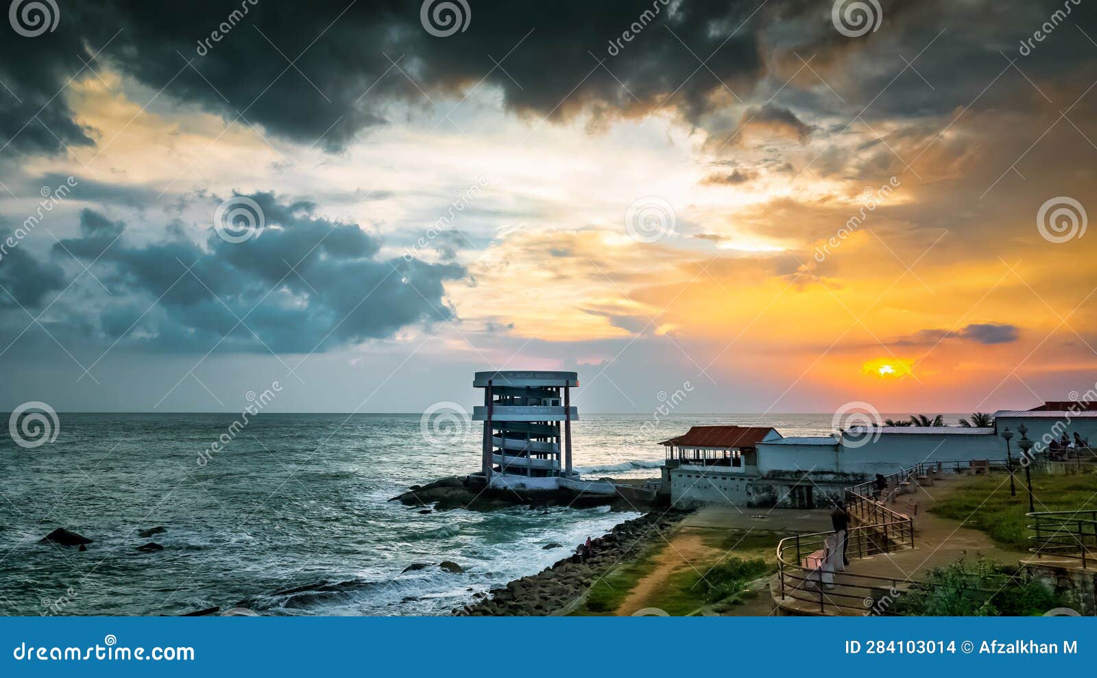 Kanyakumari, Tamil Nadu, India - 31 January 2021. Sunrise and Sunset View Tower on the Sea Side at Kanyakumari Beach Stock Photo - Image of indian, outdoors: 284103014