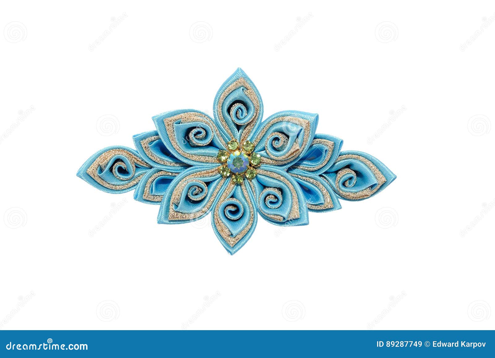 Stella Di Natale Kanzashi.Kanzashi Fiore Artificiale Blu Isolato Su Fondo Bianco Immagine Stock Immagine Di Raso Bellezza 89287749