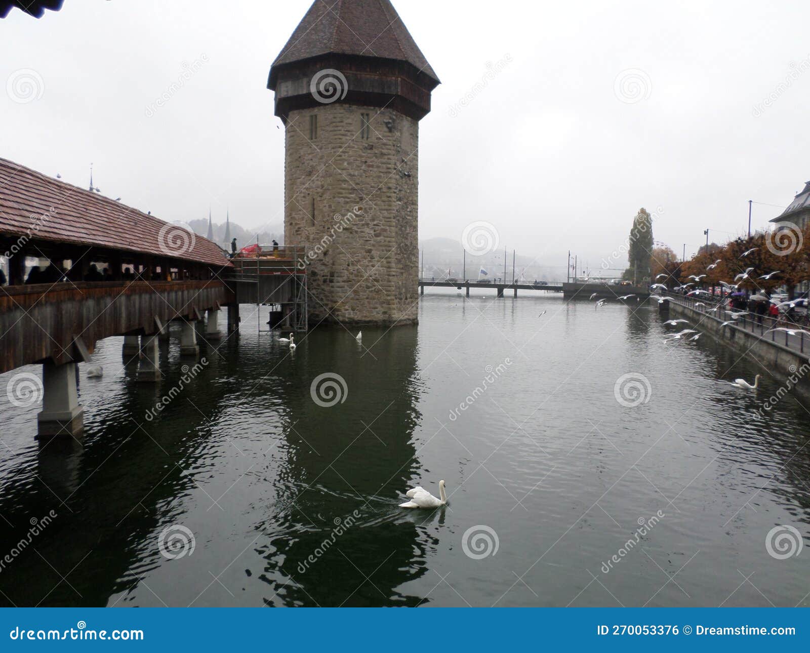 kapellbrÃ¼cke (chapel bridge and octagonal tower). lucerne, switzerland.