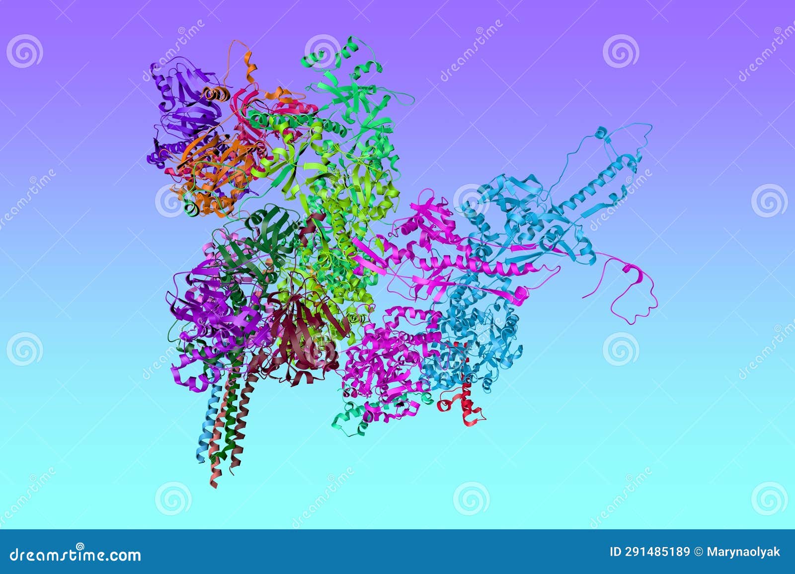 kaposi's sarcoma-associated herpesvirus, c5 portal vertex structure. ribbons diagram. 3d 