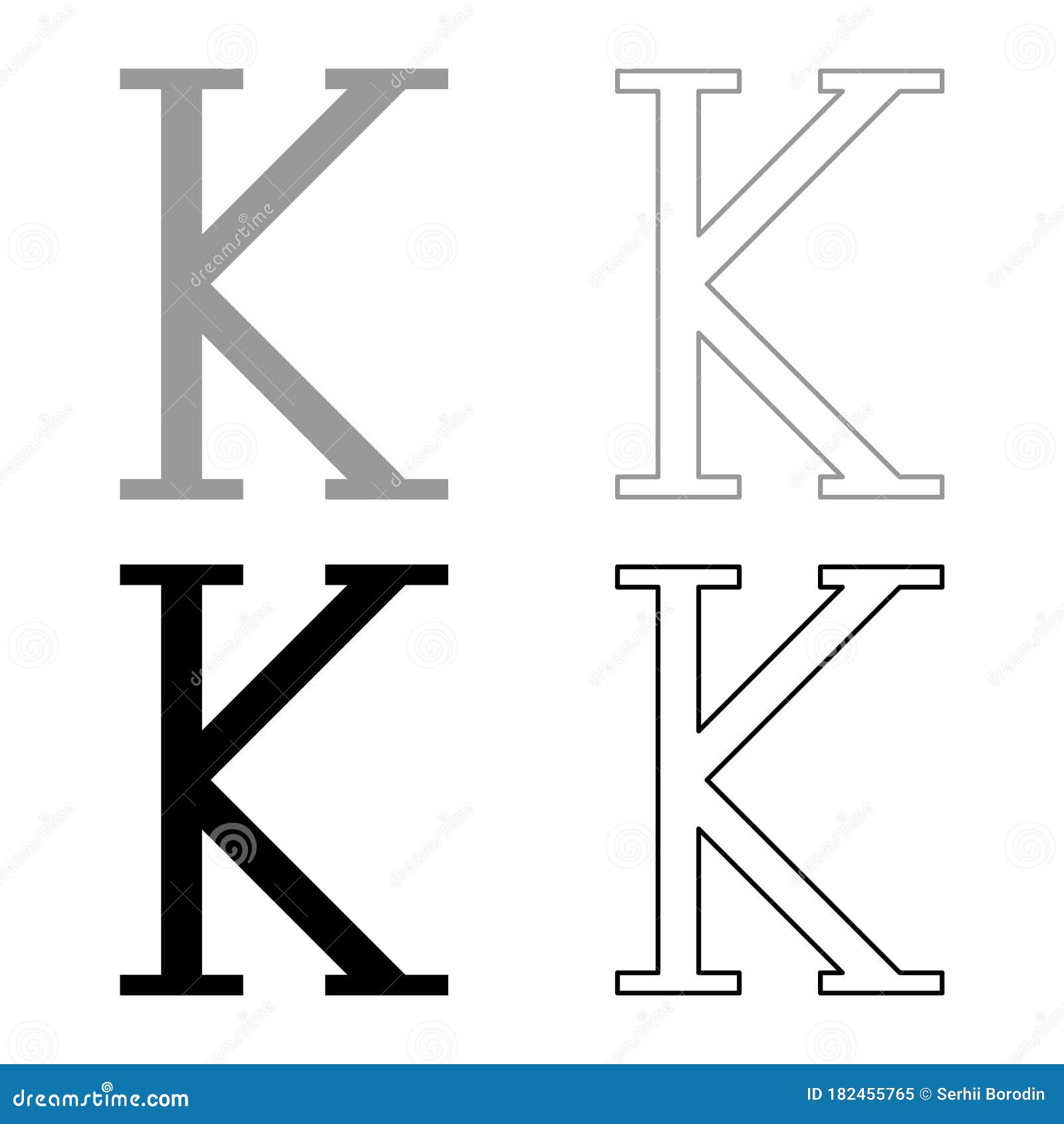 vrede bijlage luister Kappa Greek Symbool Hoofdletter Hoofdletterletter Hoofdlettertypepictogram  Zwarte Grijze Kleurenvectorillustratie Vlakke Stijlafbe Vector Illustratie  - Illustration of alfabet, teken: 182455765