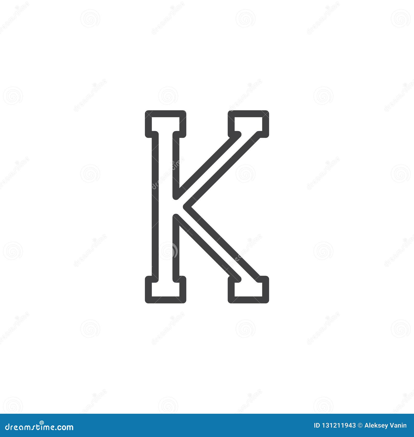 Kappa letter outline icon stock vector. Illustration of pixel -