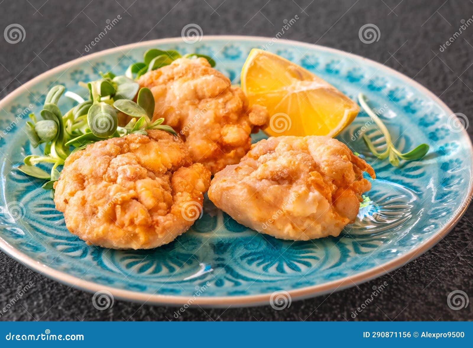Karaage Japanese Fried Chicken Stock Photo Image of food, black