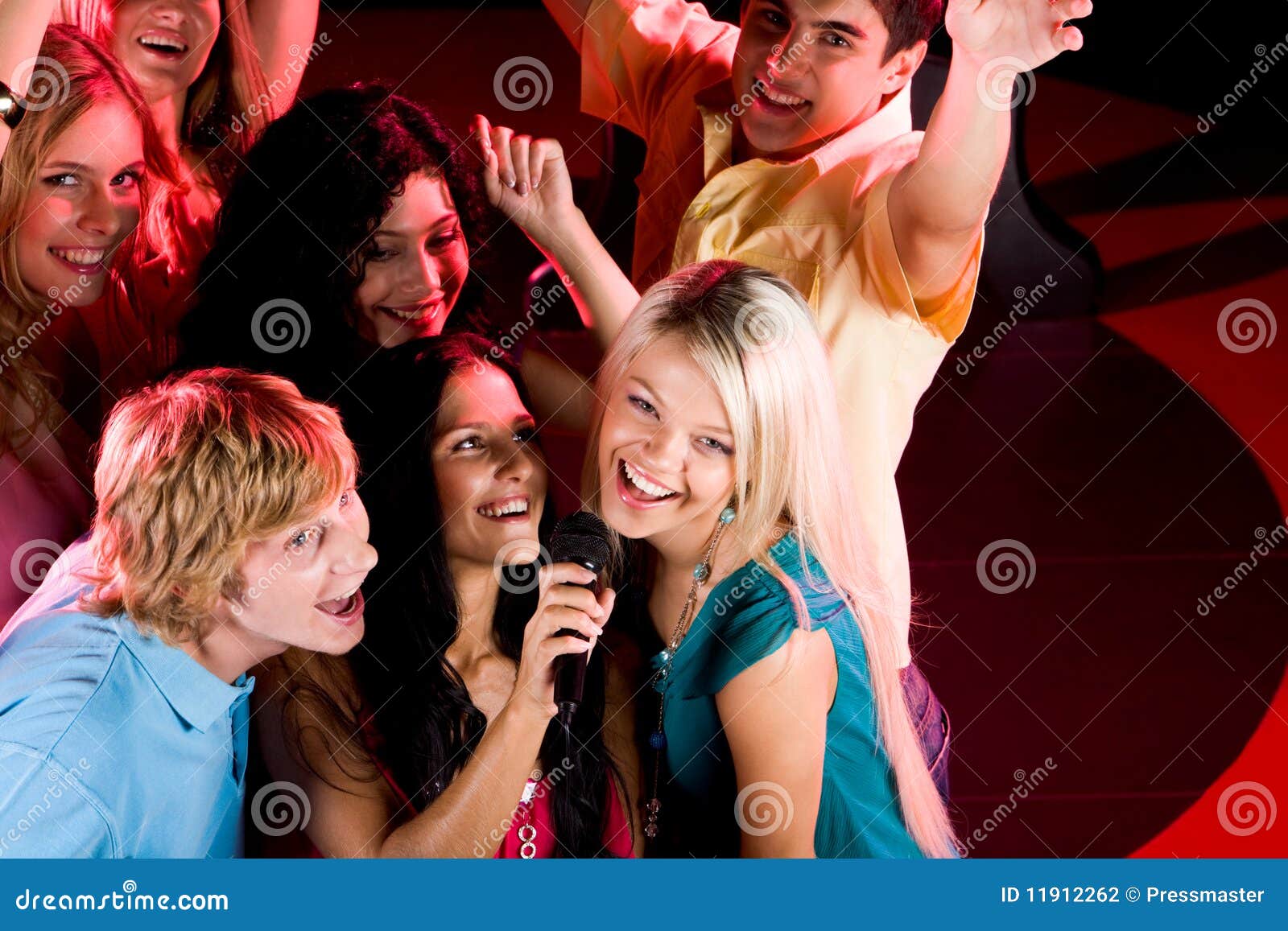 In karaoke bar stock photo. Image of microphone, female 11912262