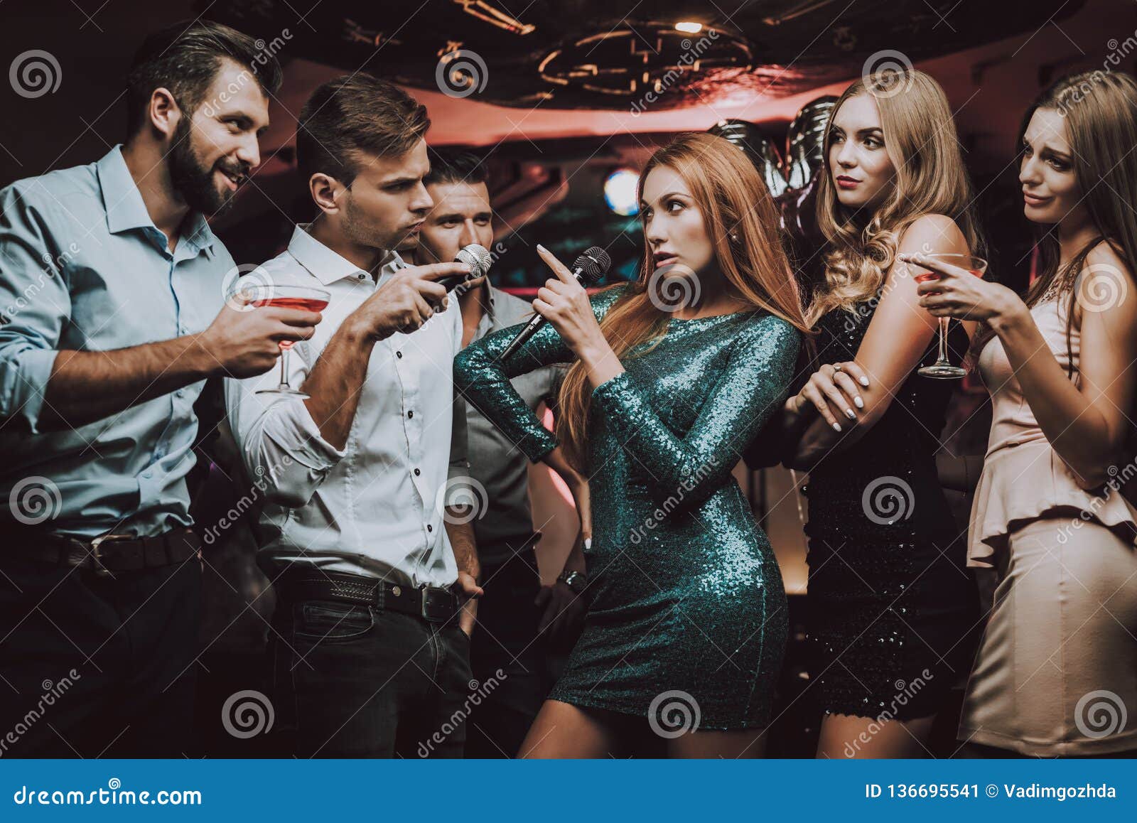 Karaoke Club. Celebration. Young People. Smile. Stock Image - Image of ...