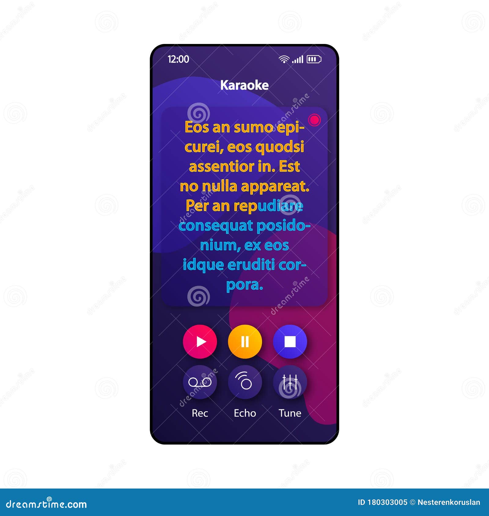 Karaoke Fun Smartphone Interface Vector Template. Mobile App Page