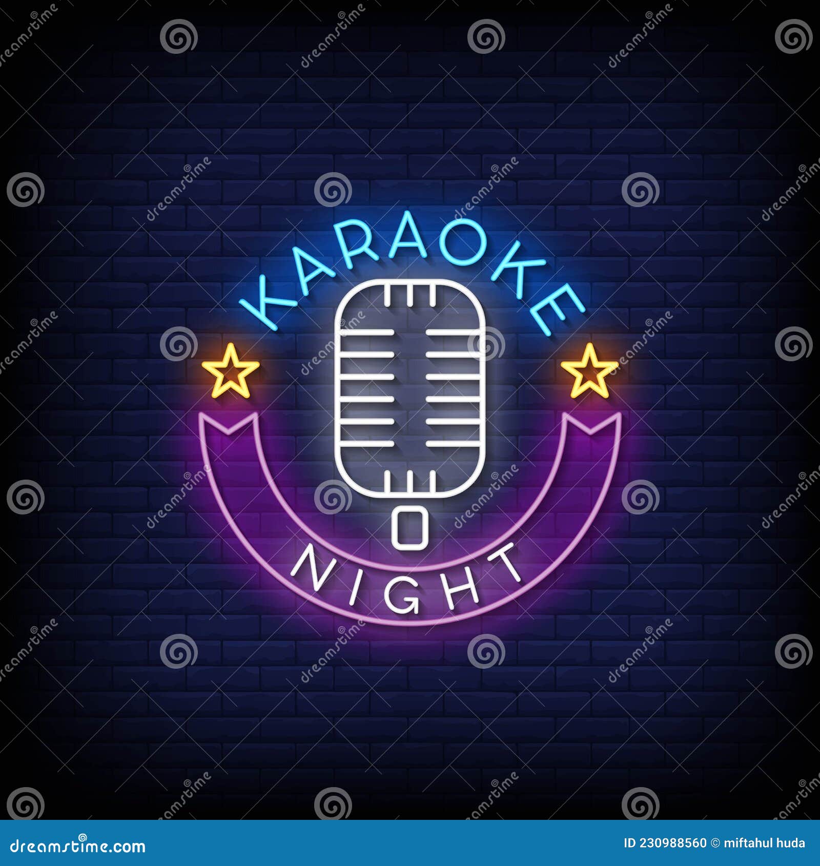 Karaoke Night Neon Signs Style Text Vector Stock Vector - Illustration of  design, emblem: 230988560