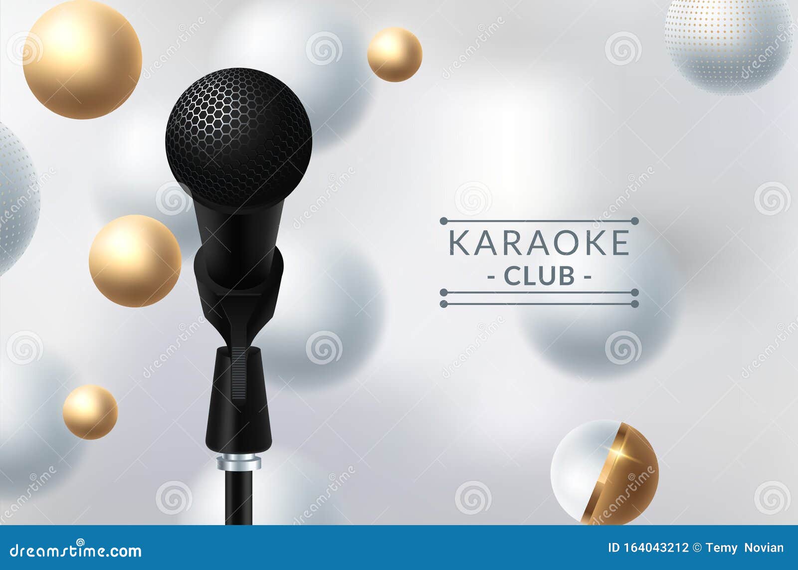 Karaoke Party Banner with Microphone. Vector Illustration Stock Vector