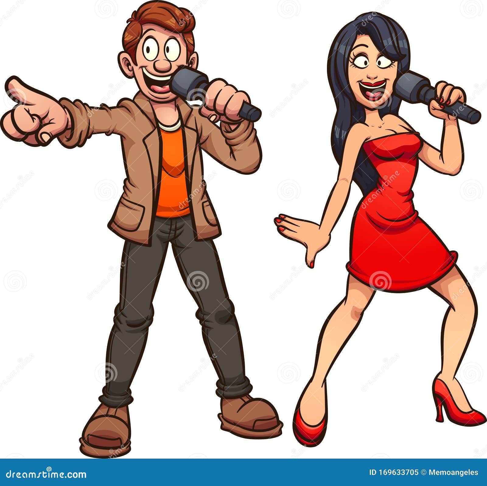 Karaoke Singing Male and Female Couple Stock Vector - Illustration of  vector, isolated: 169633705