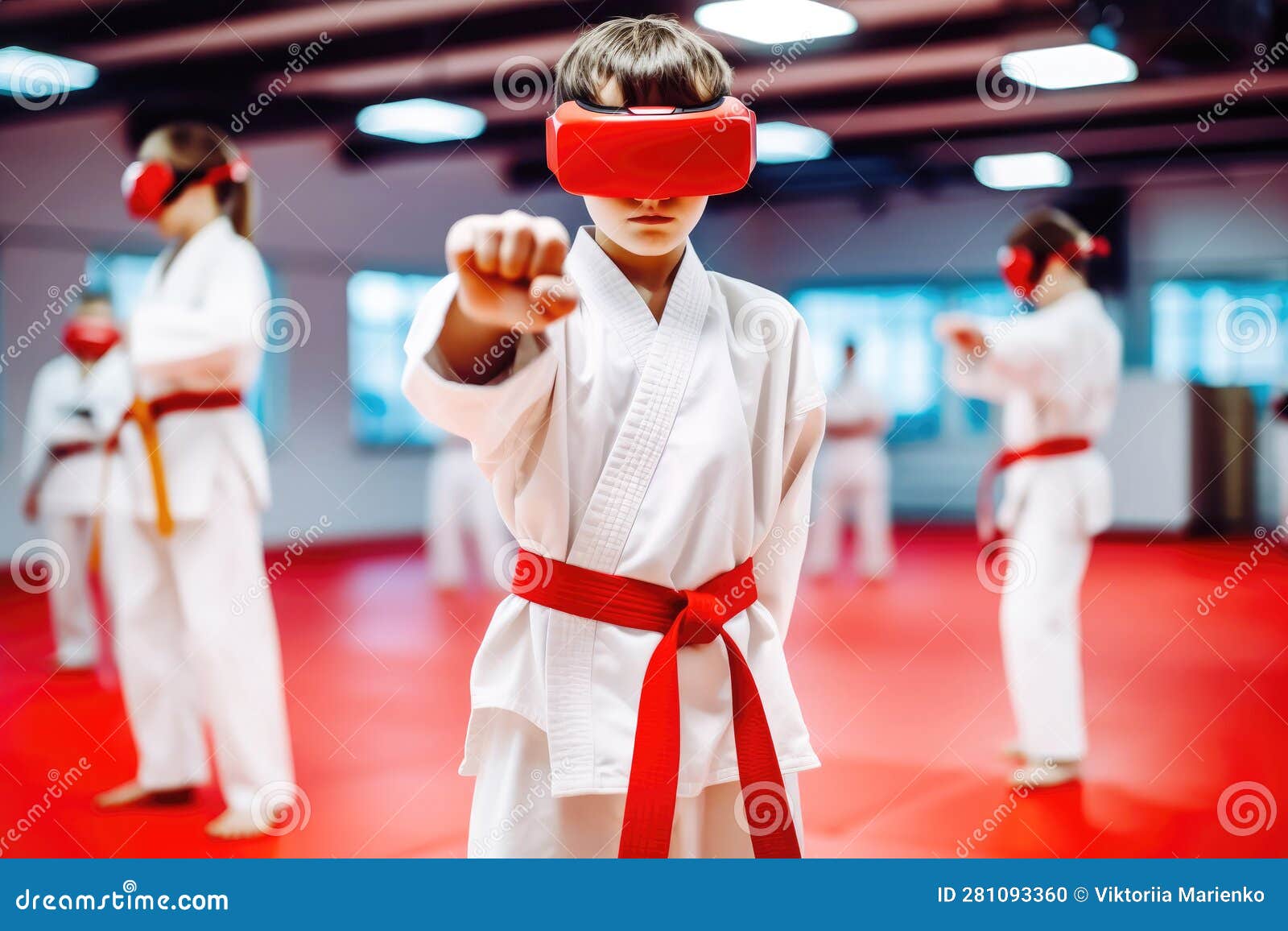 Karate Boy in Virtual 3D Glasses. Generative AI Stock Illustration Illustration of digital