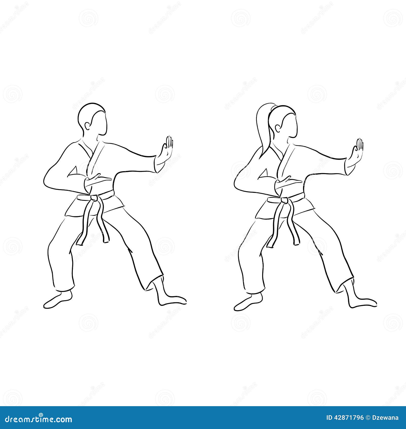 Karate Doodle (man and Woman) Stock Vector - Illustration of belt, pose ...