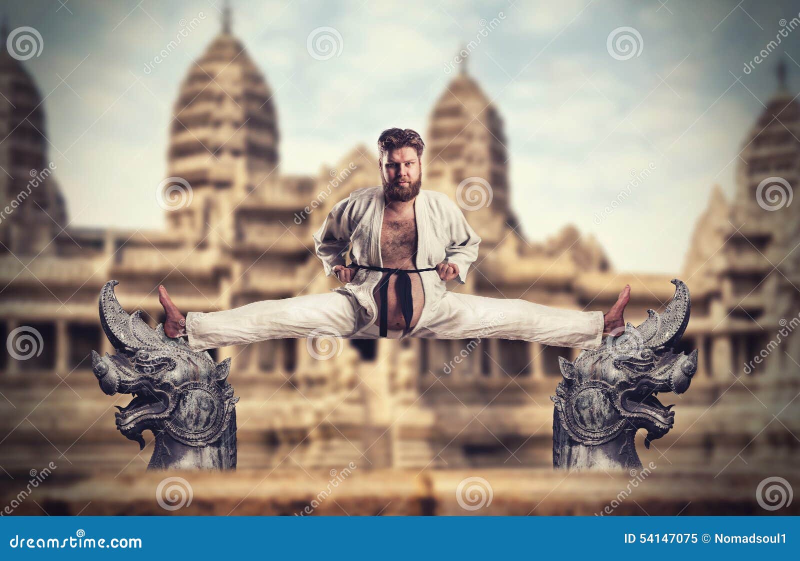 Karate Fighter Does the Splits Stock Image Image of motion, karate