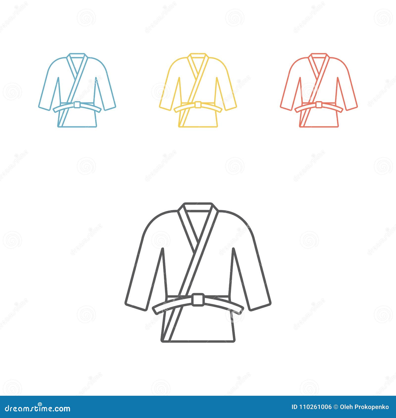 Karate or Judo Uniform. Kimono Line Icon Stock Vector - Illustration of selfdefense: 110261006