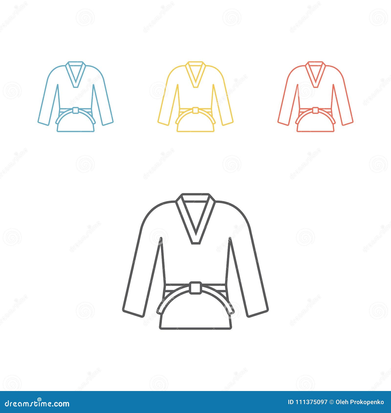Karate or Judo Kimono Line Icon Stock - of karate, 111375097