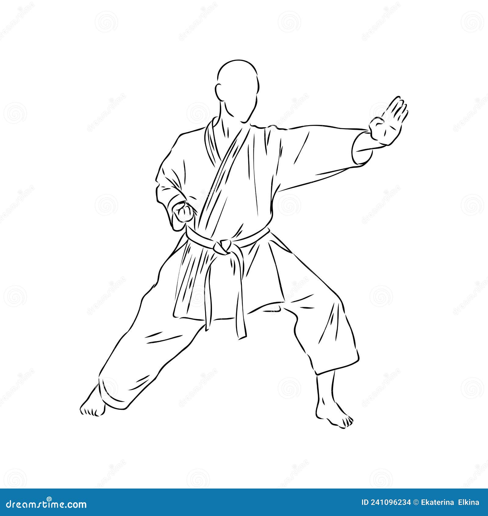 Karate Kick Technique Sketch Illustration. Asian Martial Art Sport Hand ...