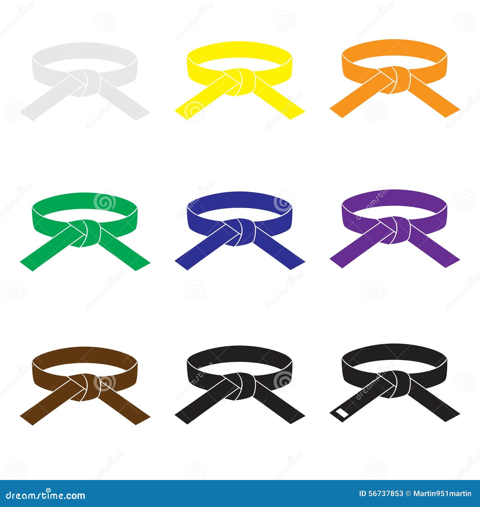 Karate Martial Arts Color Belts Icons Set Eps10 Stock Vector - Illustration  of brown, arts: 56737853