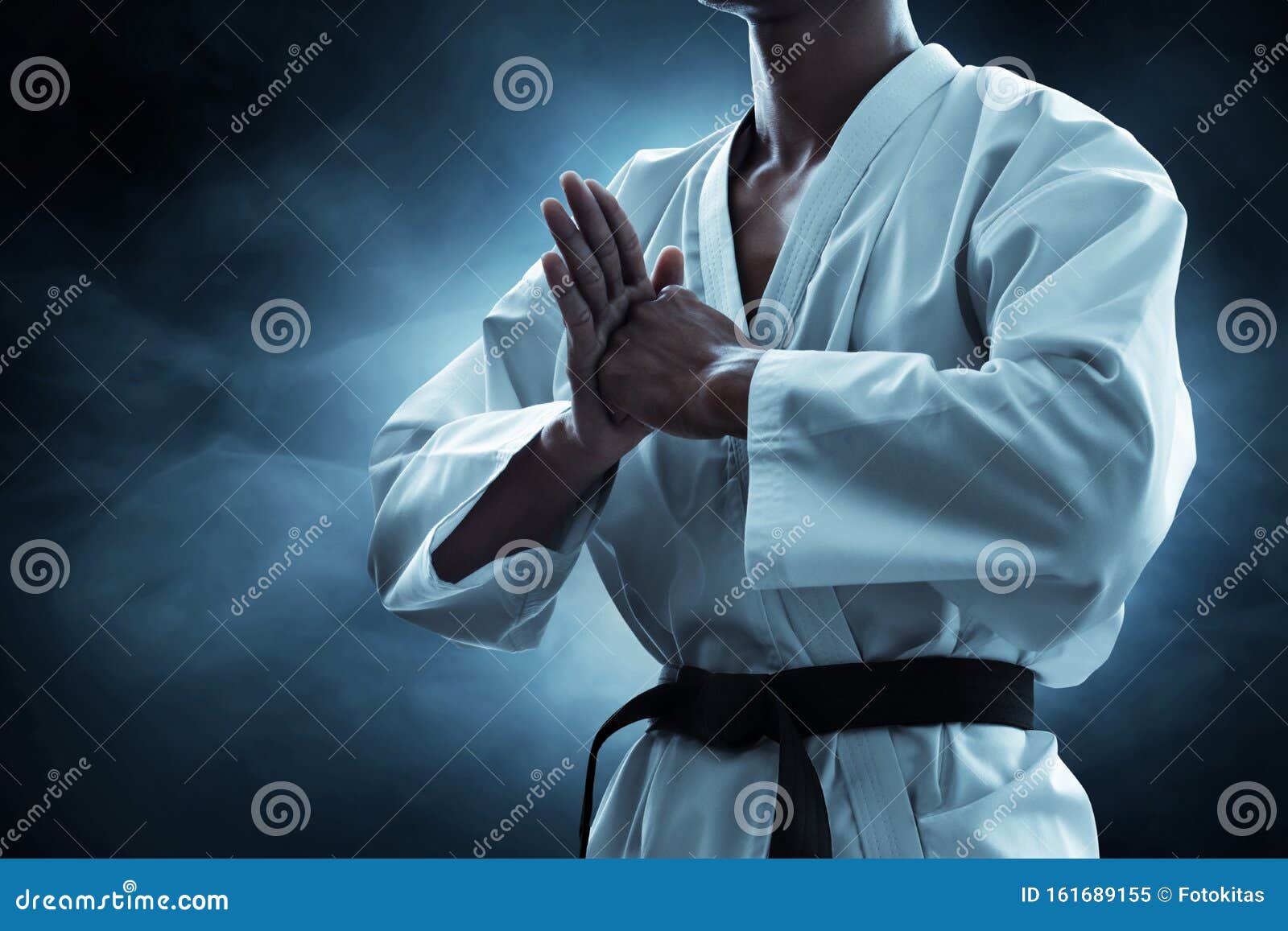 karate martial arts fighter on dark background