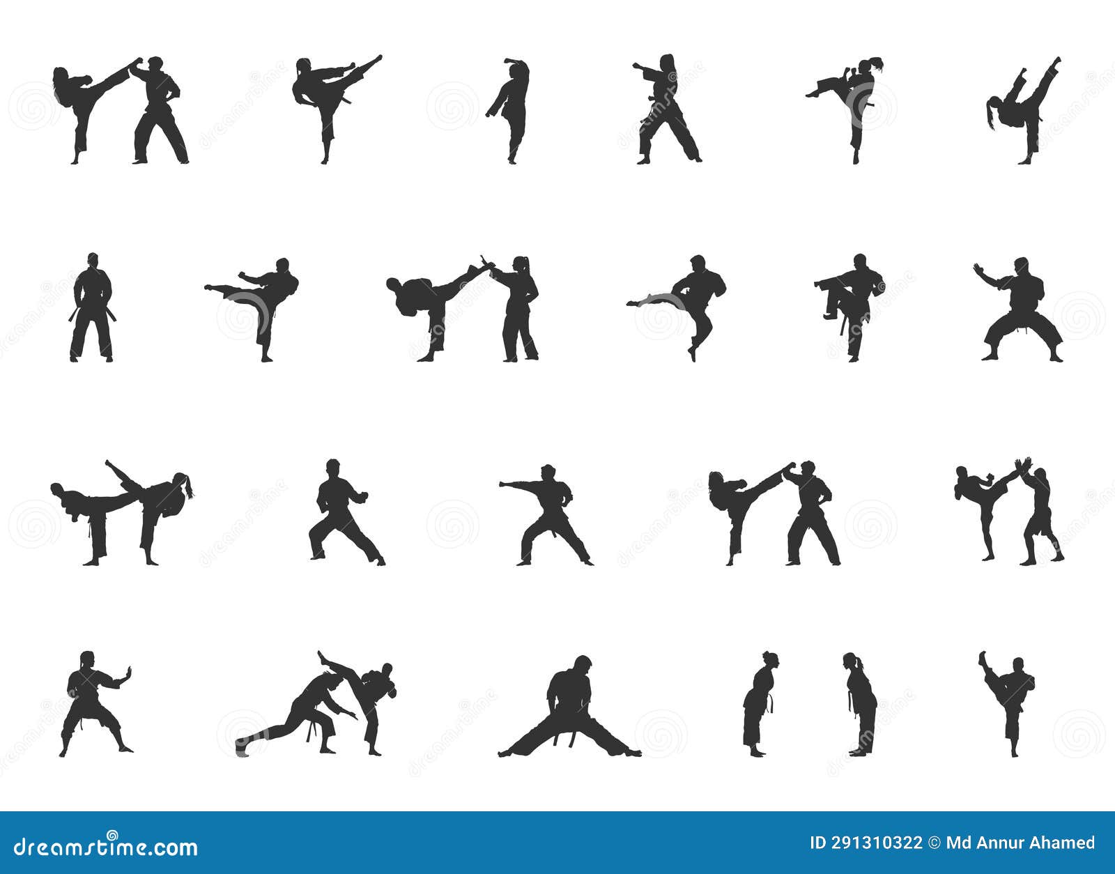 Karate Silhouettes, Martial Arts Silhouette, Karate Girl Silhouette ...