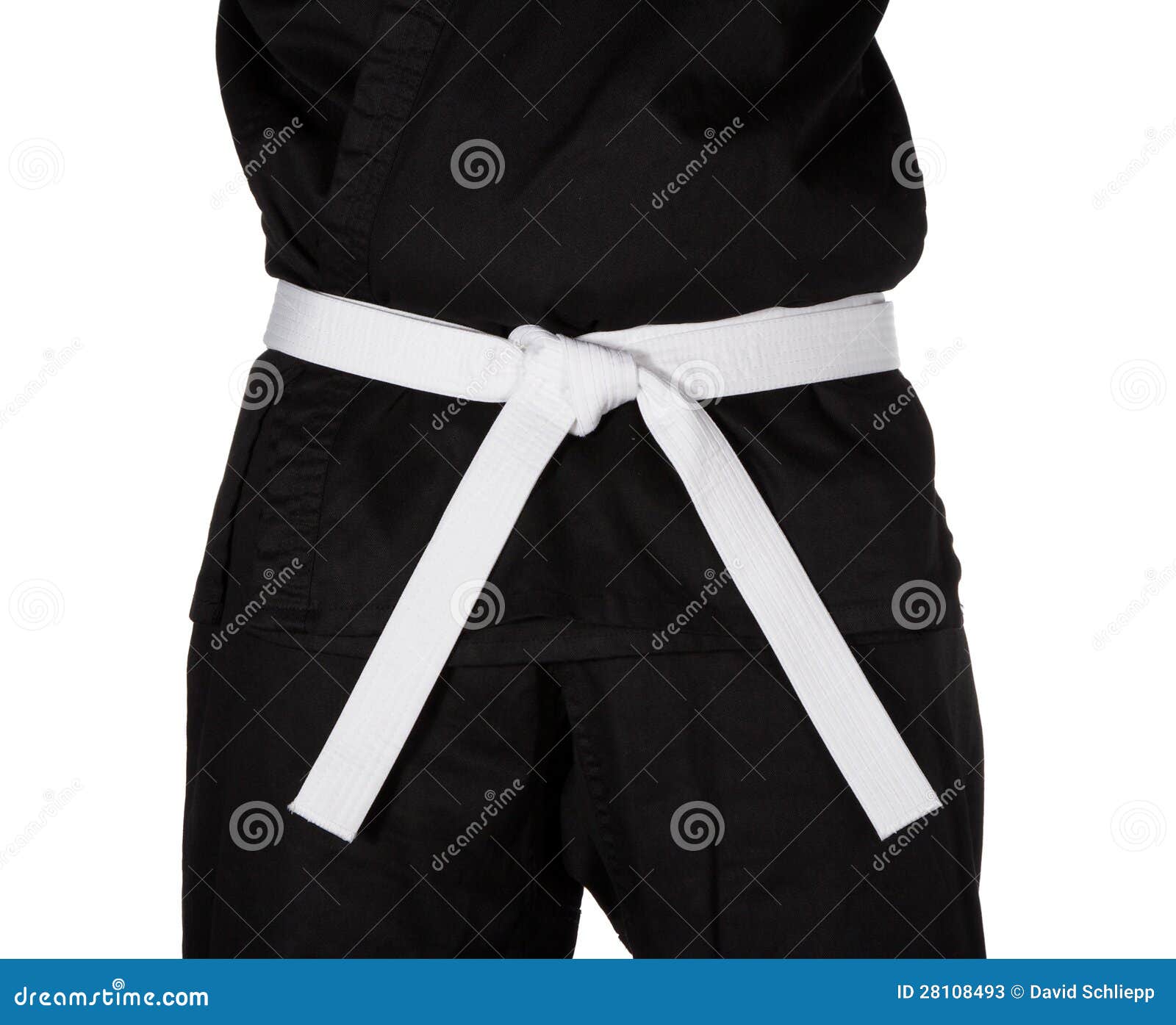 Karate White Belt Tied Around Torso Black Uniform Stock Image Image