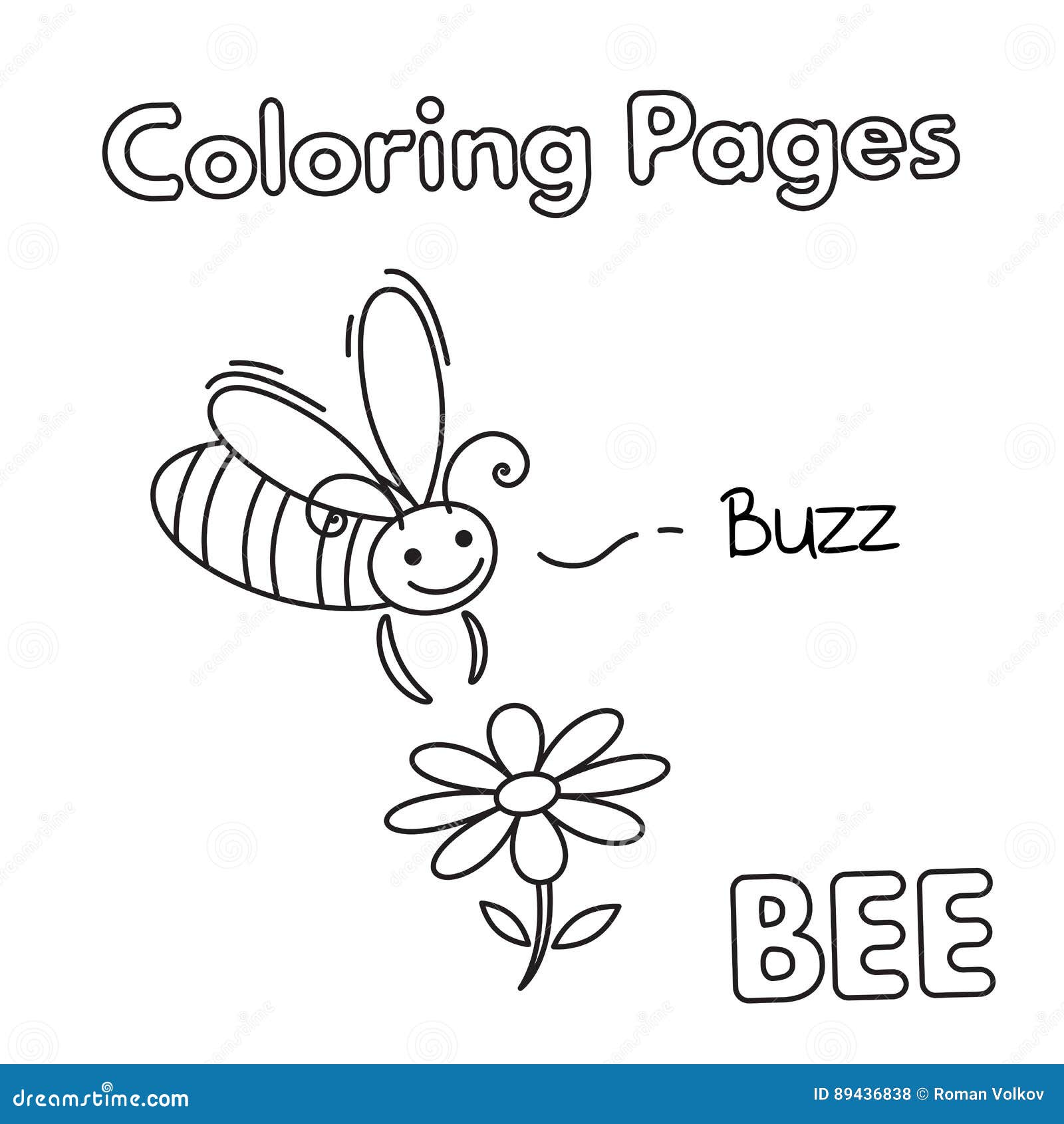KarikaturBienenMalbuch vektor abbildung. Illustration