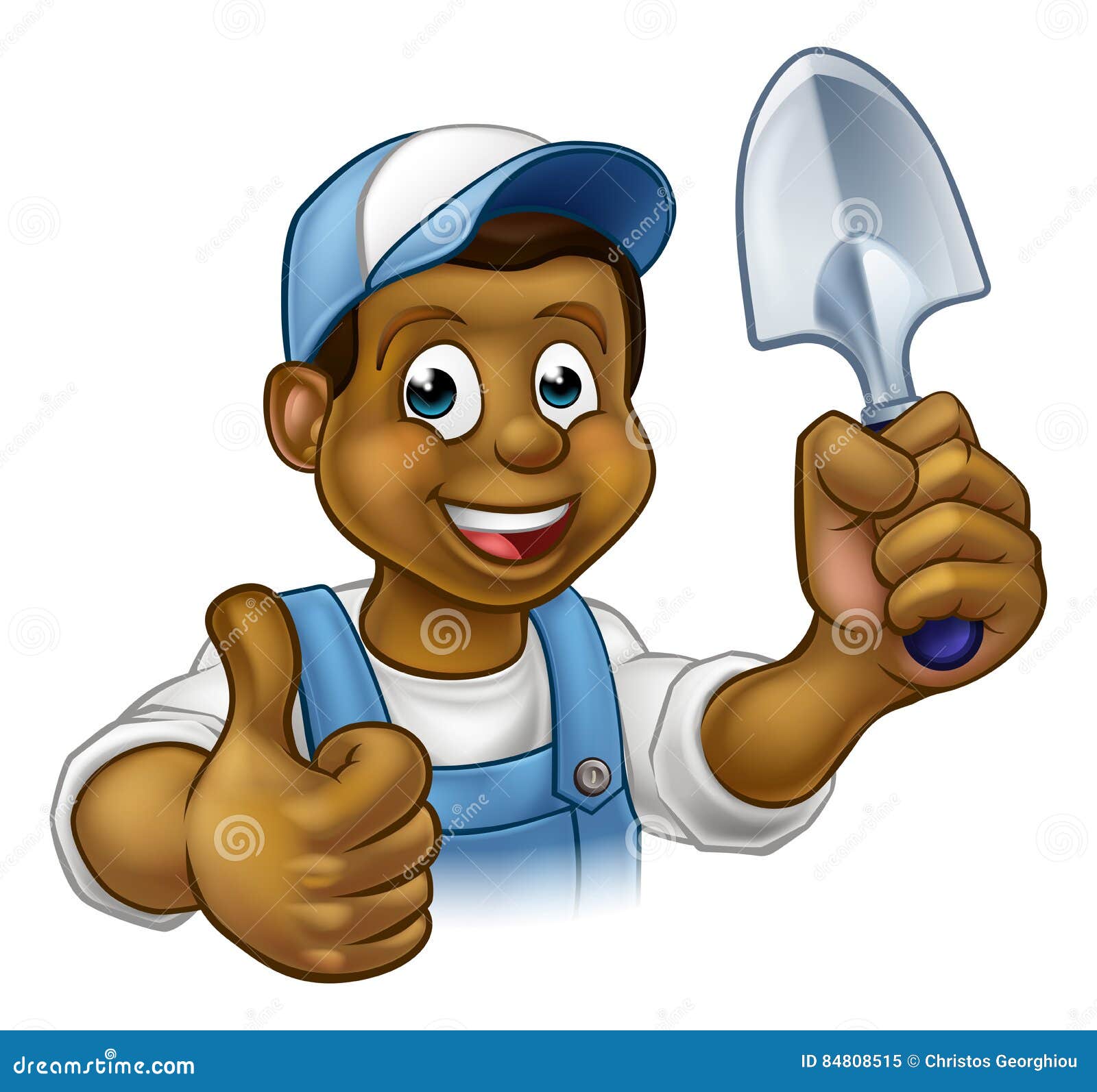 Karikaturschwarzer Gärtner Vektor Abbildung Illustration von garten