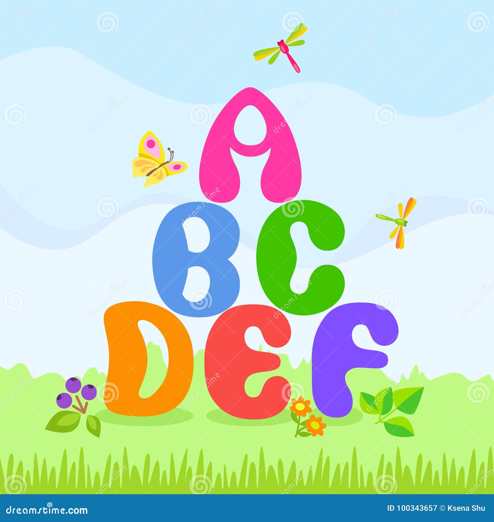 Karikaturplakat Mit Sechs Buchstaben Alphabet Vektor Abbildung