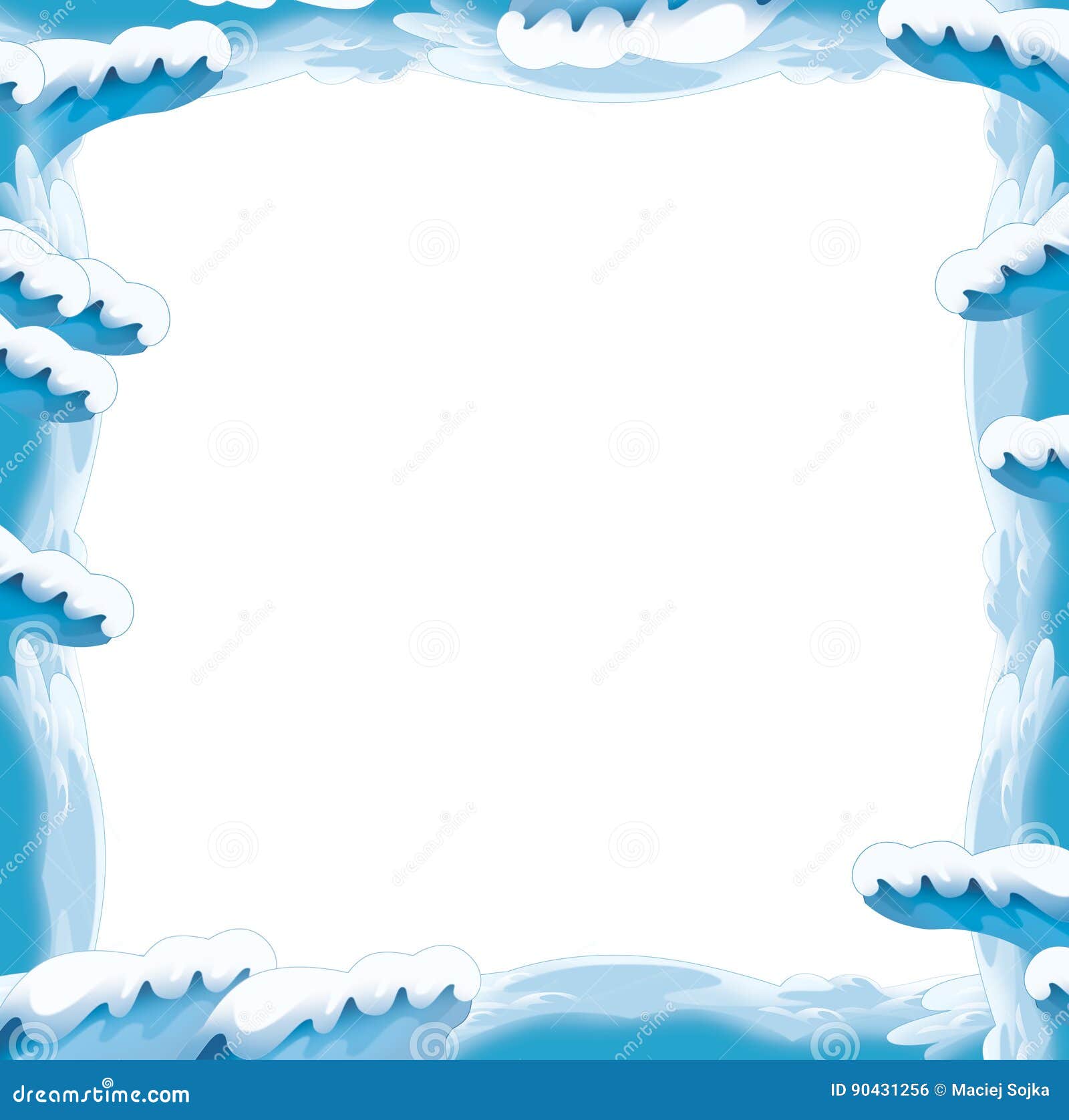 Karikaturschnee Und Eisrahmen Fur Unterschiedliche Verwendung Mit Raum Fur Text Stock Abbildung Illustration Von Froh Hintergrund 90431256