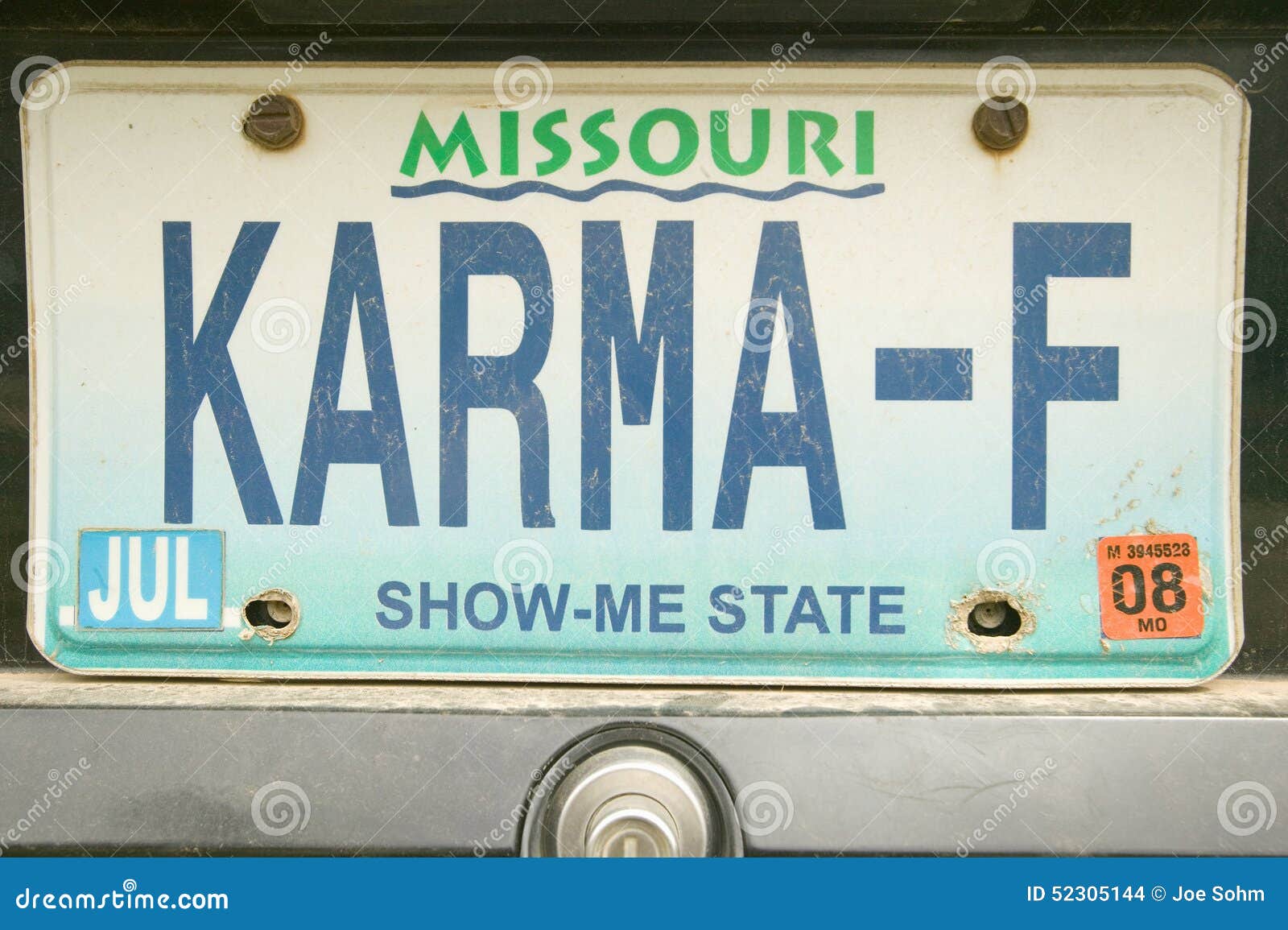 Karma Vanity License Plate in Bourbon, Missouri Editorial Stock Image Image of plate, america