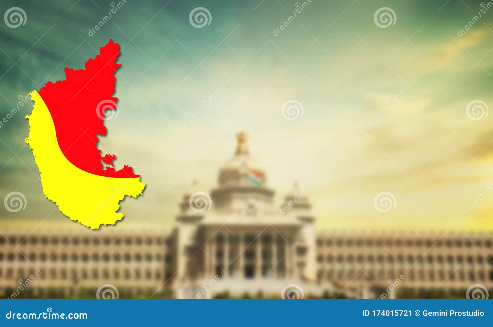 KARNATAKA FLAG FLYING HIGH with Vidhana Soudha in BACKGROUND Stock Image -  Image of city, cloth: 174015721