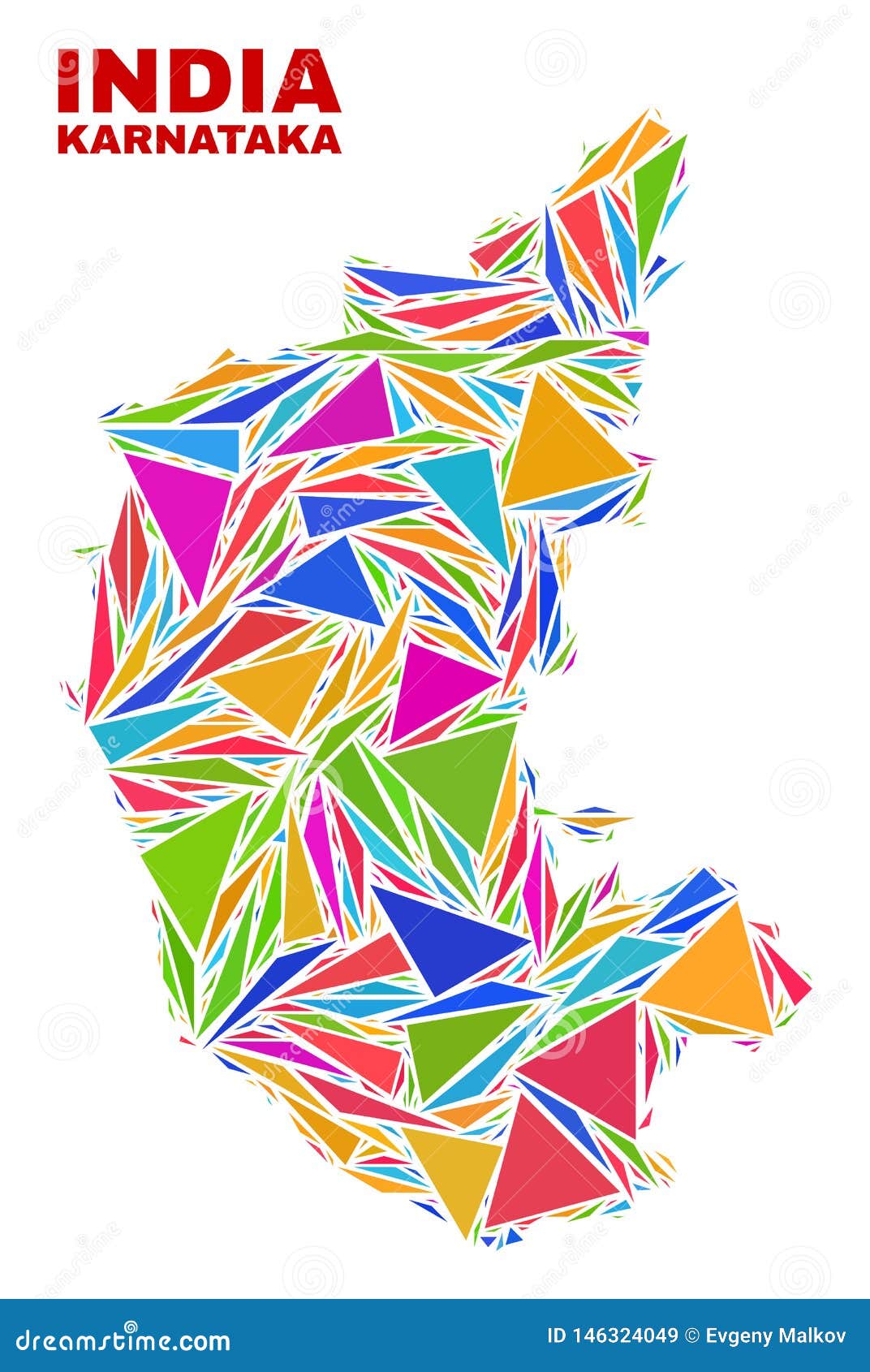 Karnataka State Map Mosaic of Color Triangles Stock Vector