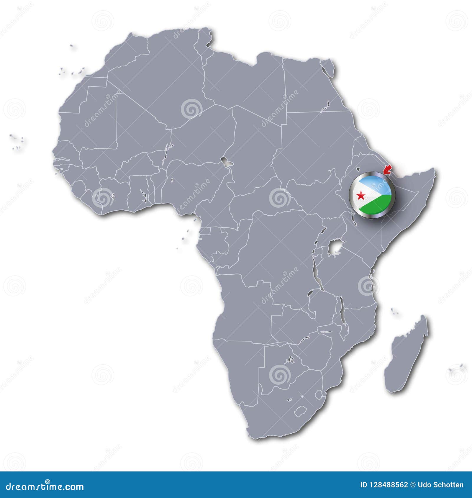 Africa Map With Djibouti Stock Illustration Illustration Of Social