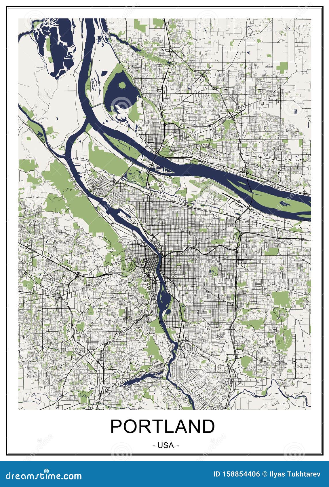 Karte Der Stadt Portland Oregon Usa Stock Abbildung Illustration Von Oregon Karte