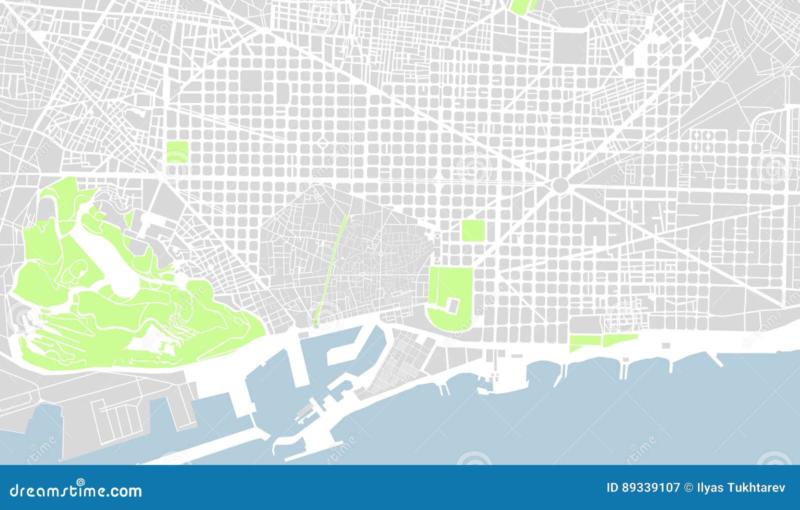 Karte Des Stadtzentrums Von Barcelona Spanien Vektor Abbildung Illustration Von Spanien Barcelona