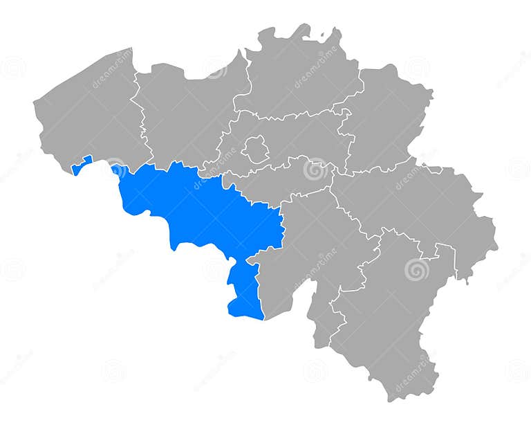 Karte Hennegau in Belgien vektor abbildung. Illustration von blau