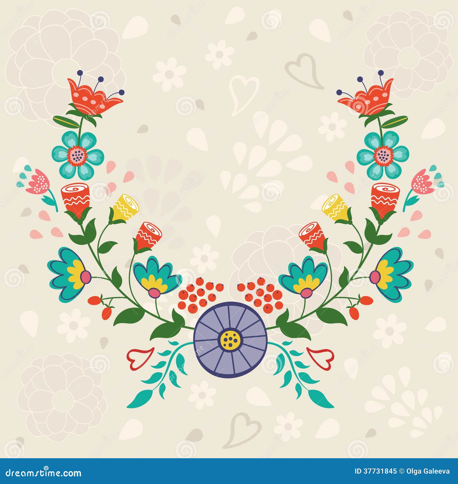 Karte Mit Blumenkranz Stock Abbildung Illustration Von Blumenkranz