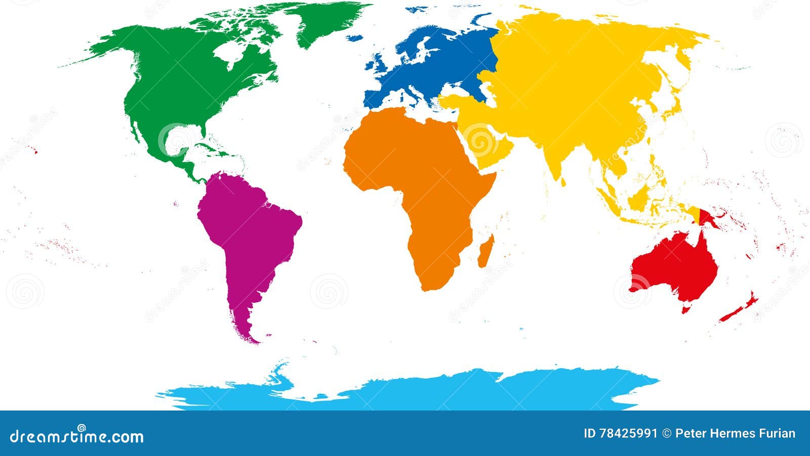Karte Der Sieben Kontinente Vektor Abbildung - Illustration von ...
