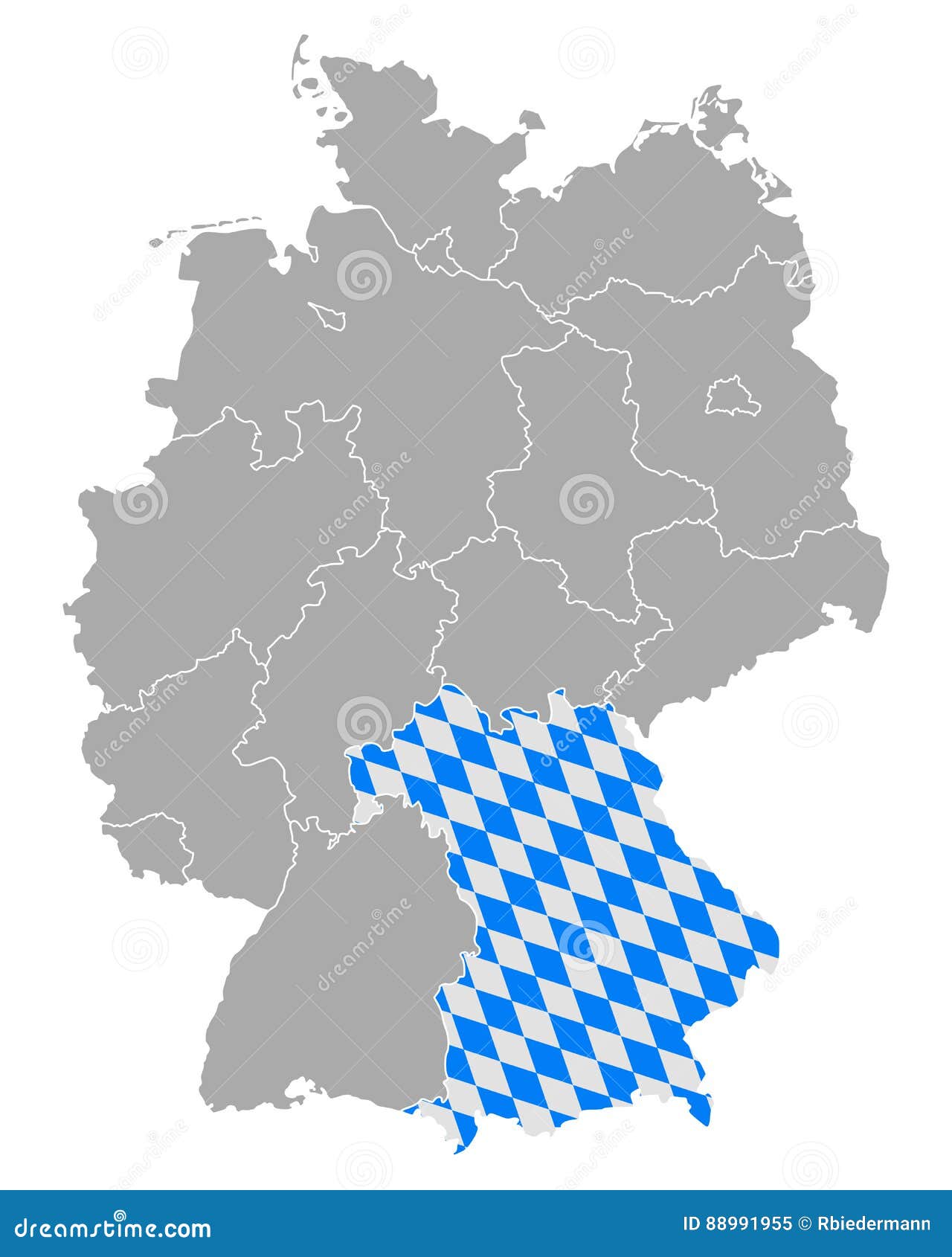 Karte Von Deutschland Mit Flagge Von Bayern Vektor Abbildung Illustration Von Deutschland Getrennt 88991955