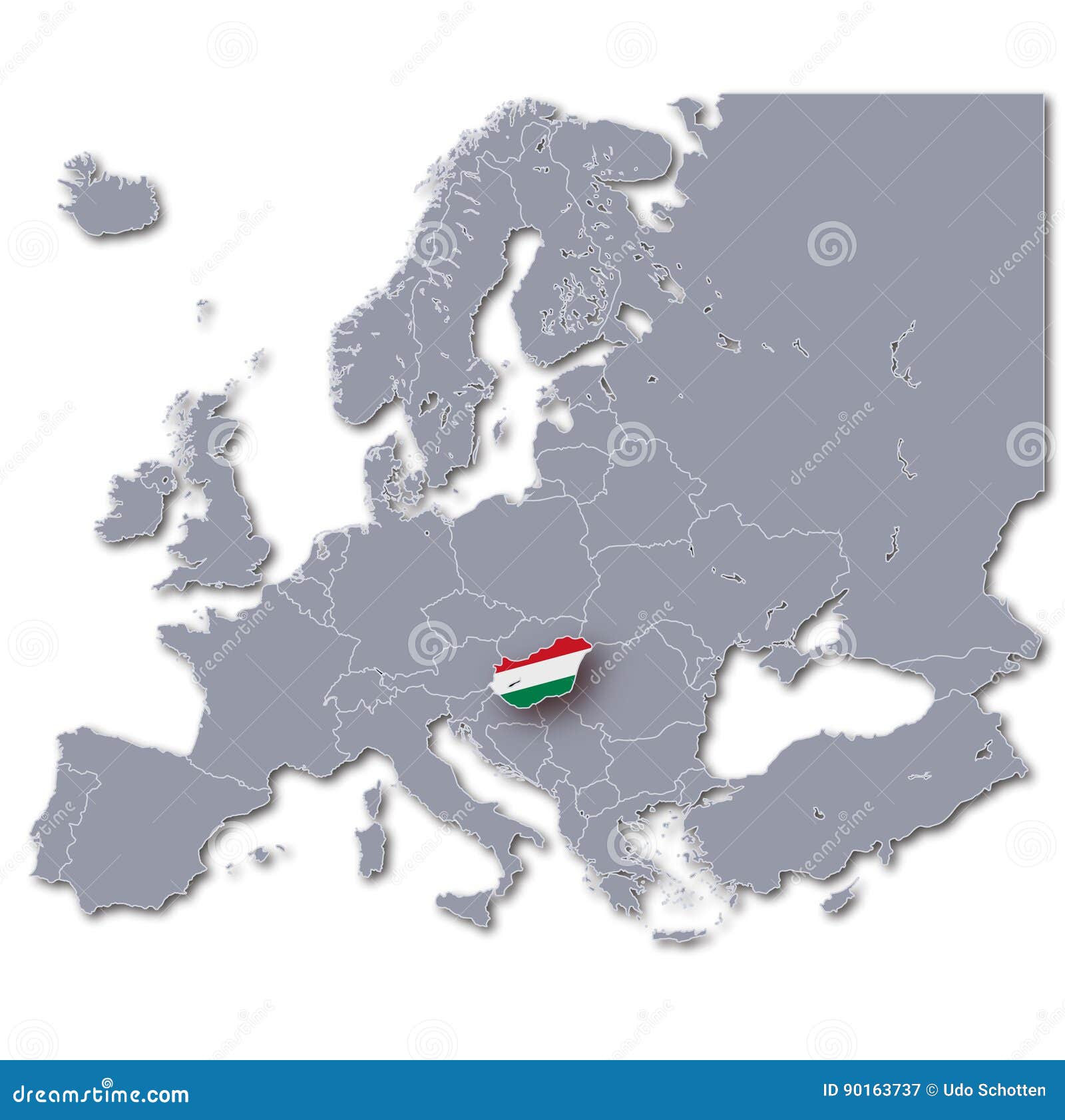 Karte Von Europa  Mit Ungarn  Stock Abbildung Illustration 