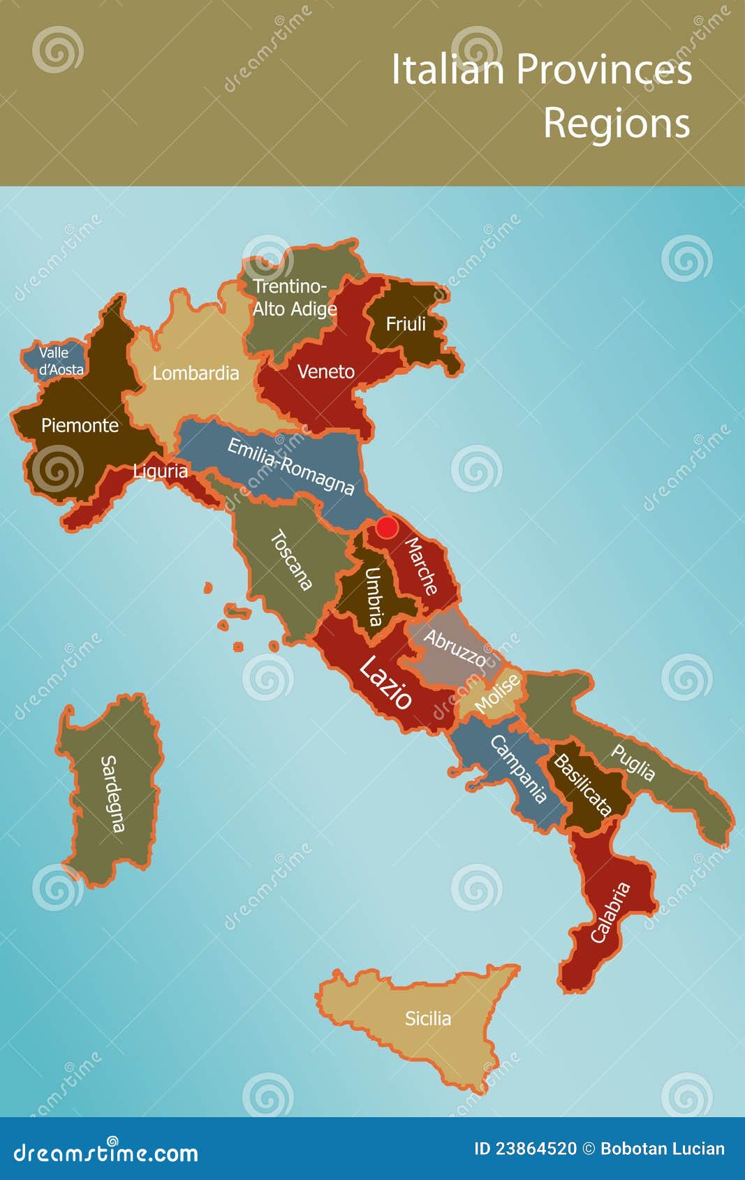 Karte Von Italien Mit Provinzen Und Regionen Vektor Abbildung Illustration Von Senke Sardinien 23864520