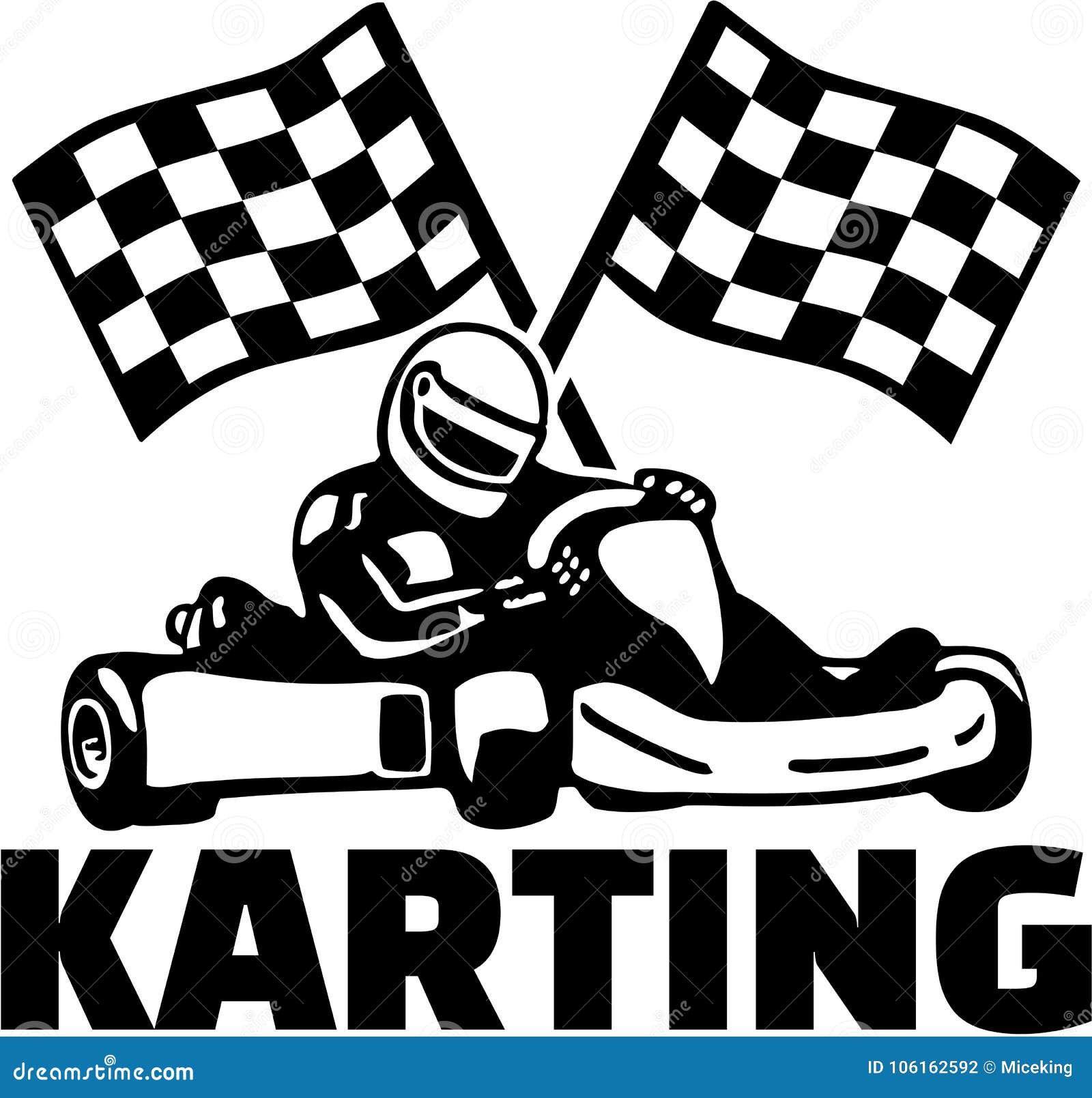 karting with kart driver and goal flags