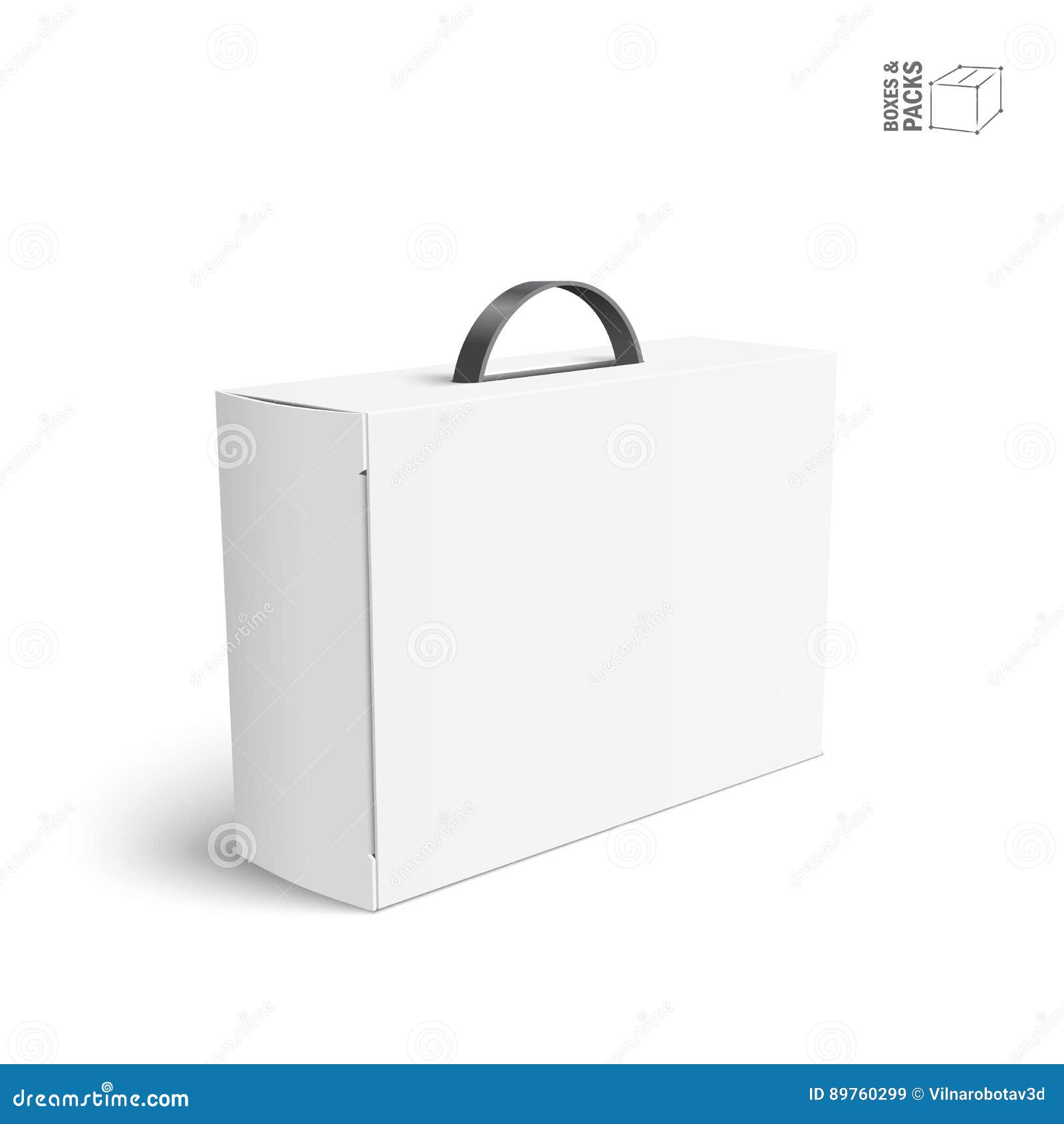 Kast Rang Draaien Karton of Plastic Witte Lege Pakketdoos Met Handvat Vector Illustratie -  Illustration of achtergrond, open: 89760299