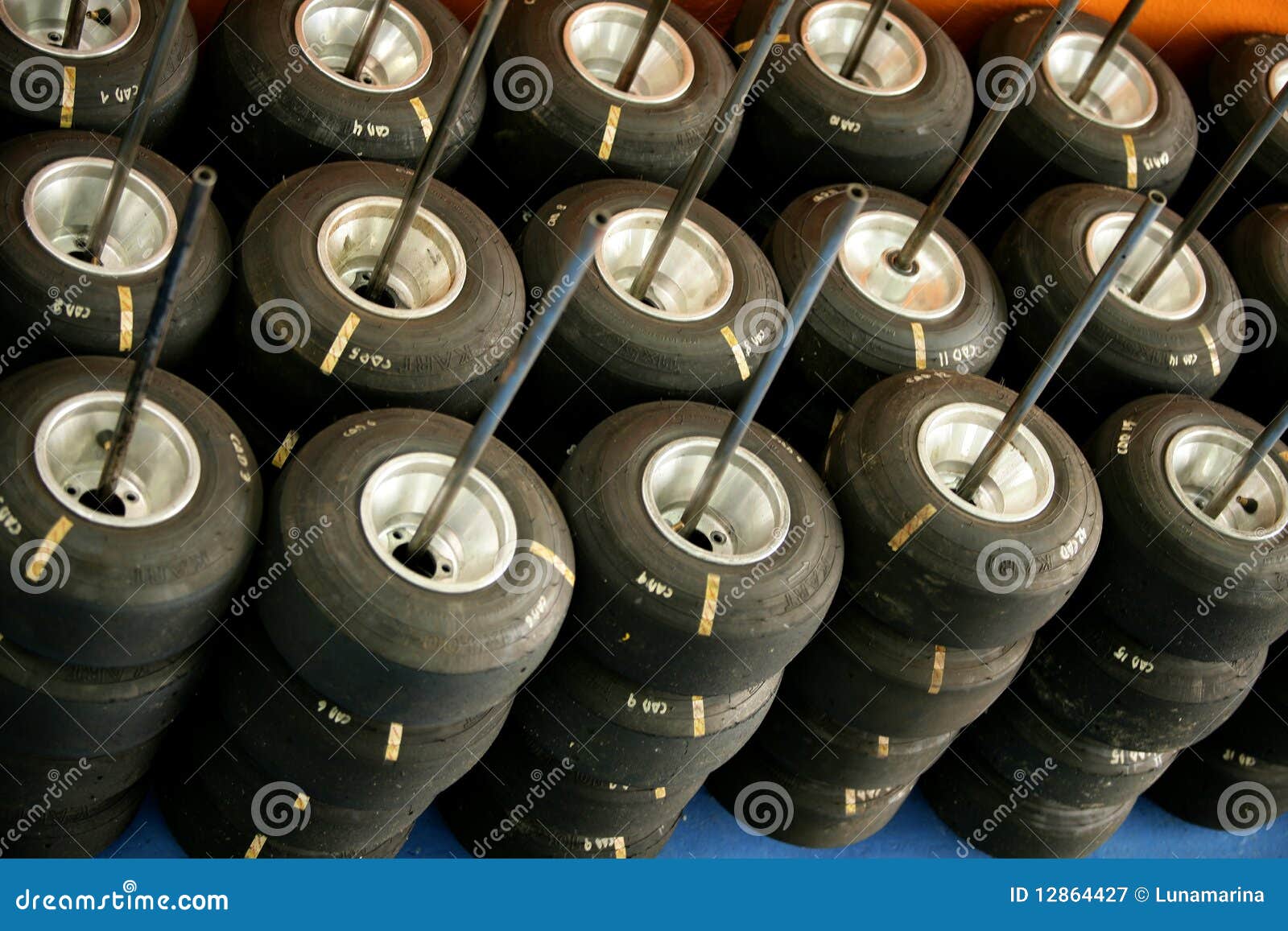 Karts Wheels and Tires before Competition Stock Image Image of