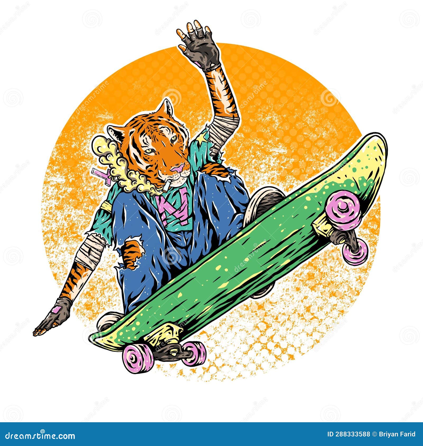 Tiger skateboard stock illustration. Illustration of person - 288333588