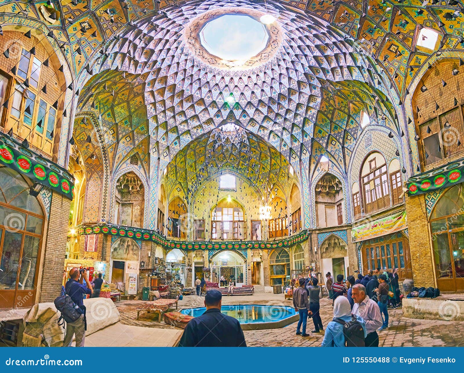 Panorama of Aminoddole Caravanserai of Kashan Bazaar, Iran Editorial