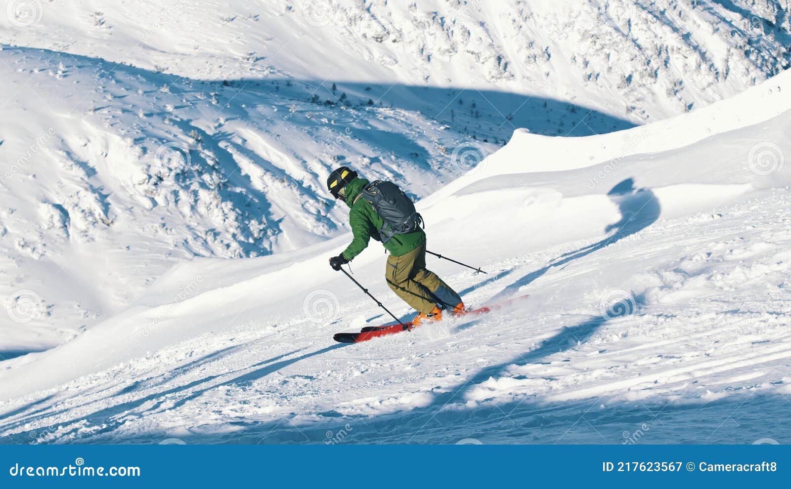 Skier on a Sloppy Mountain on a Bright Sunny Day - Skiing Editorial ...