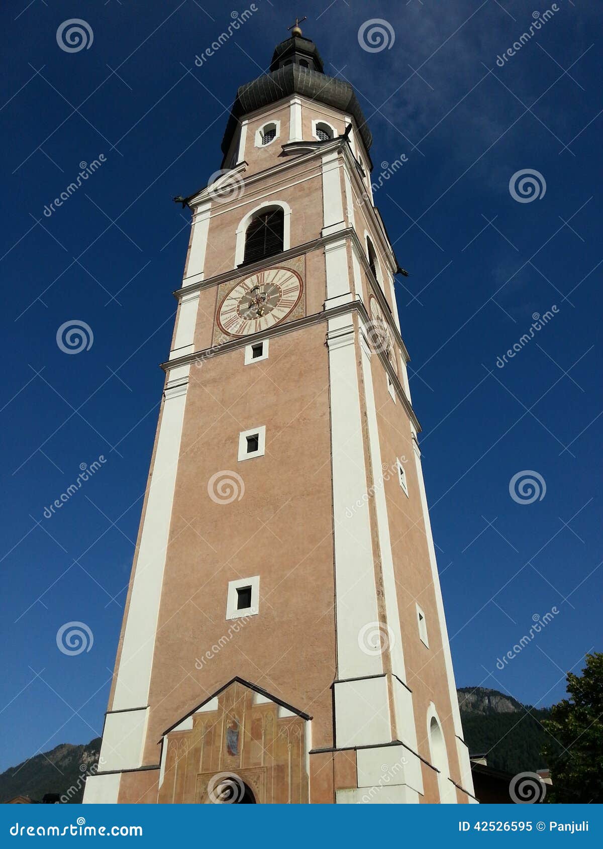 kastelruth bell tower in sud tyrol
