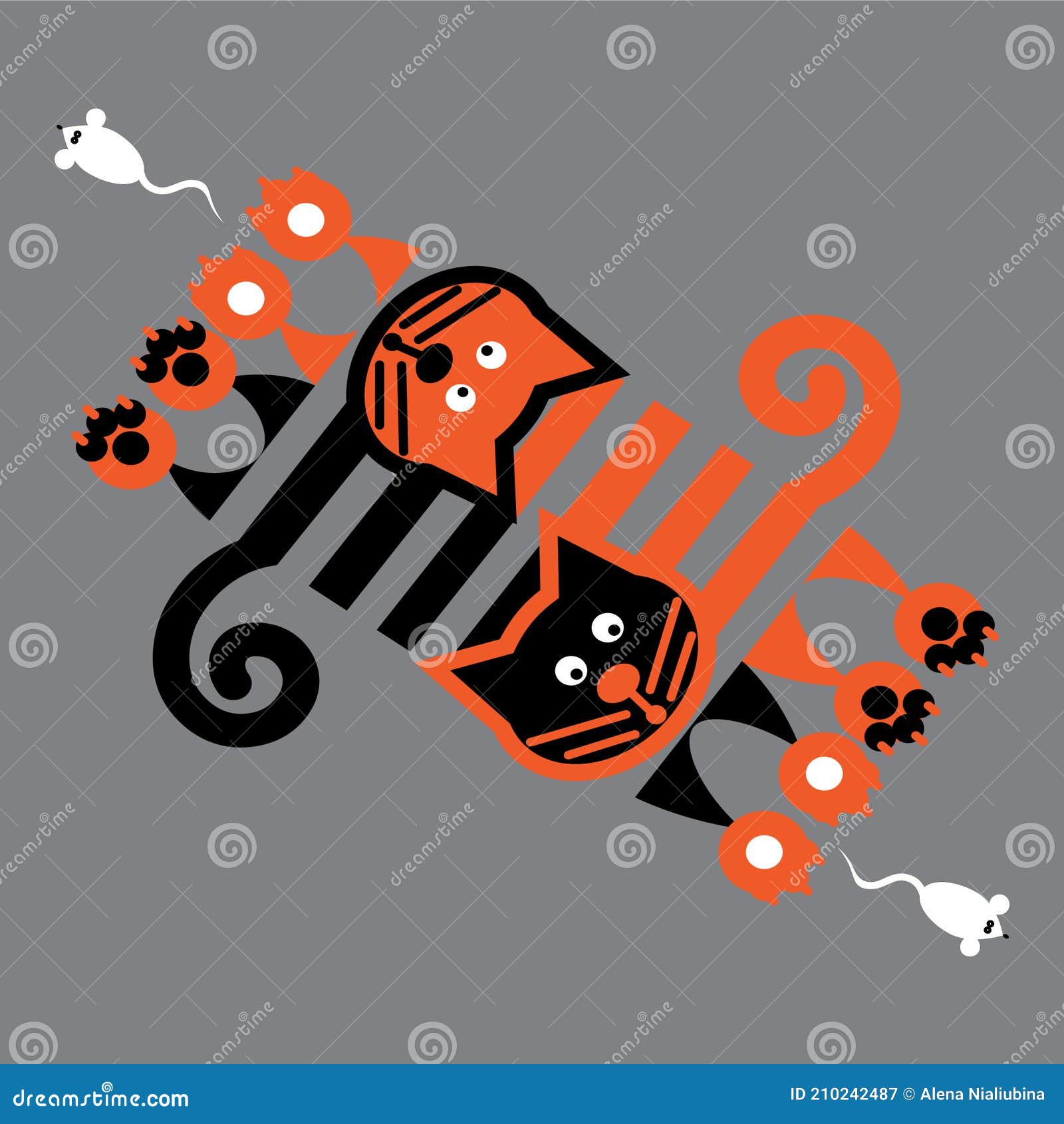 Bloesem Bewusteloos Picasso Kat - En Muisspel. Tekening Voor Het Afdrukken Op Textiel Vector  Illustratie - Illustration of huisdieren, speels: 210242487